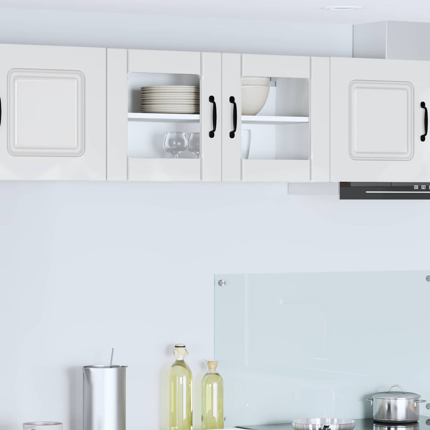 Wall Glass Cabinet LUCCA High Gloss White 80 x 31 x 40 cm
