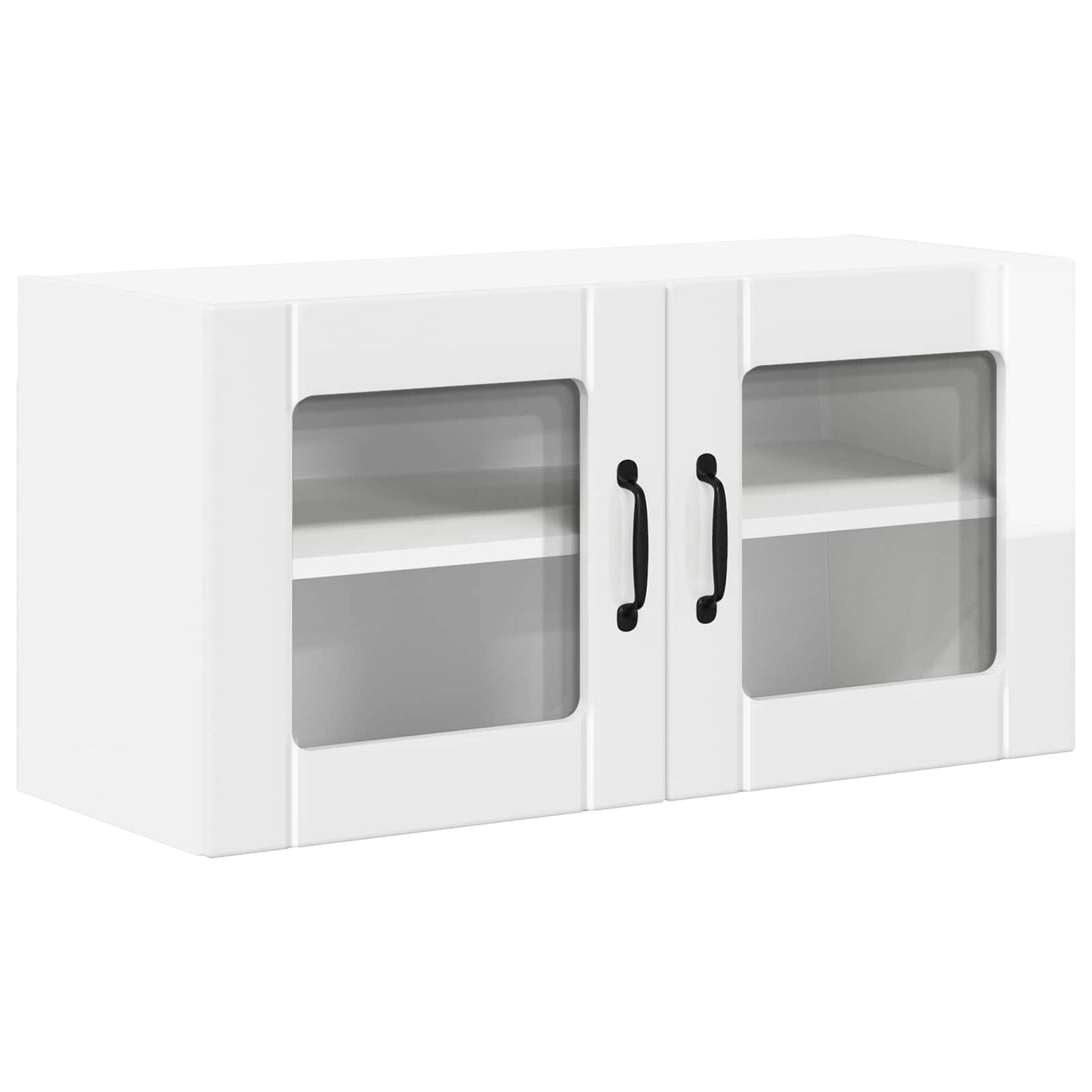 Wall Glass Cabinet LUCCA High Gloss White 80 x 31 x 40 cm