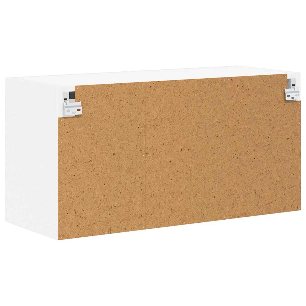 Wall Glass Cabinet LUCCA High Gloss White 80 x 31 x 40 cm