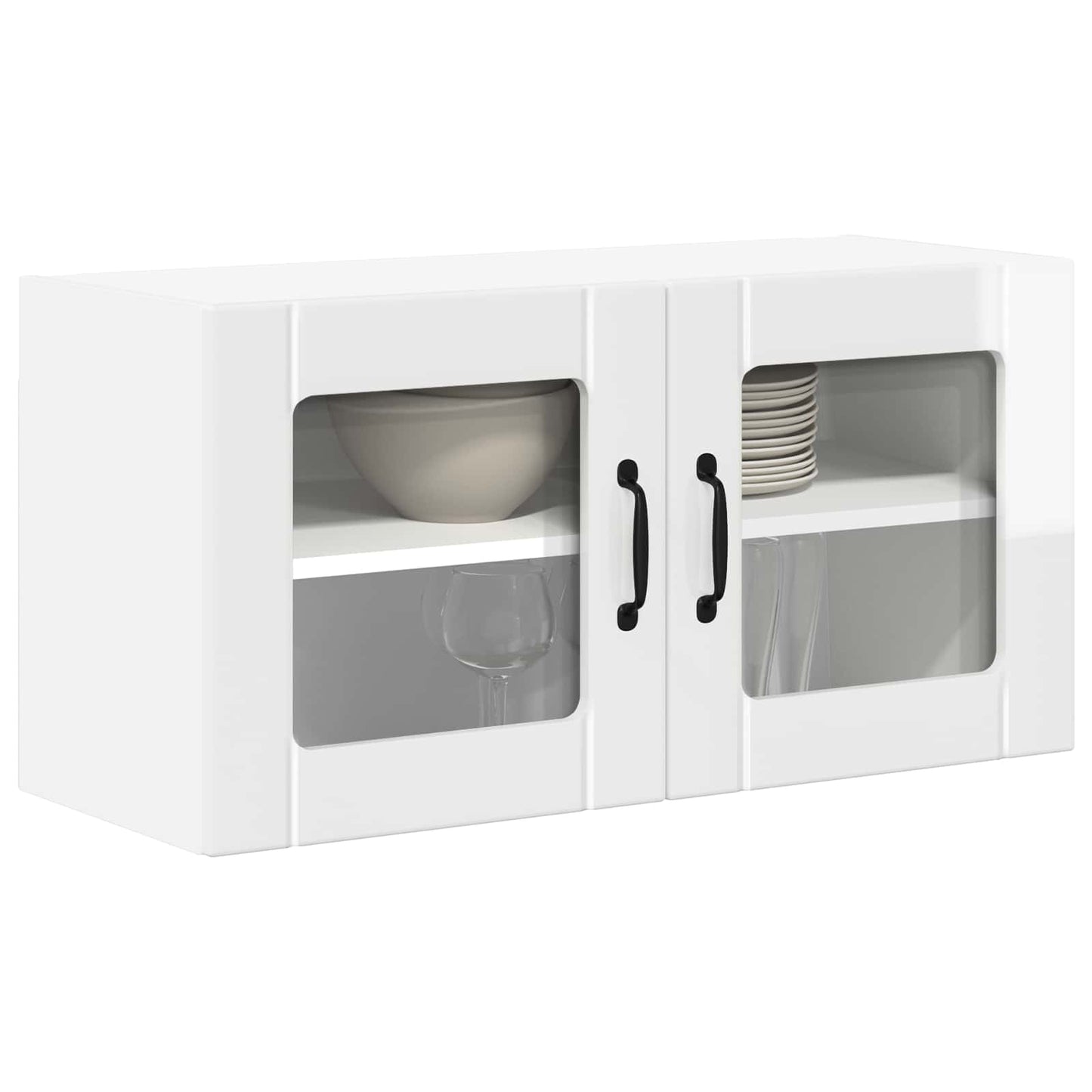 Wall Glass Cabinet LUCCA High Gloss White 80 x 31 x 40 cm