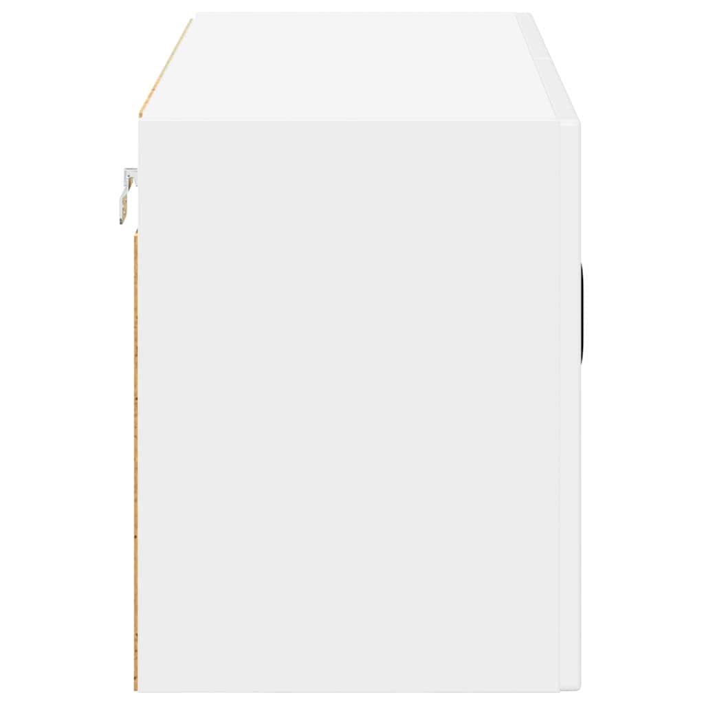 Wall Glass Cabinet LUCCA High Gloss White 80 x 31 x 40 cm