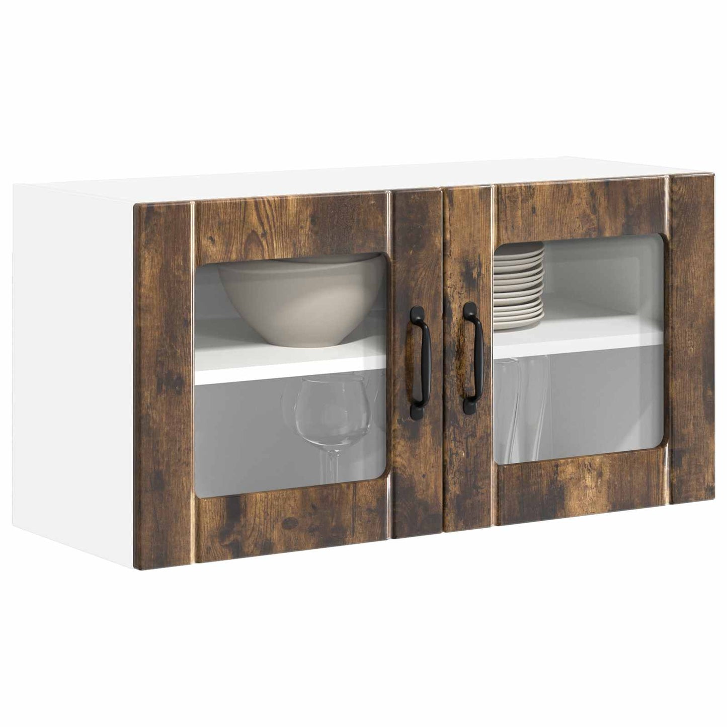 Wall Glass Cabinet LUCCA Smoked Oak 80 x 31 x 40 cm