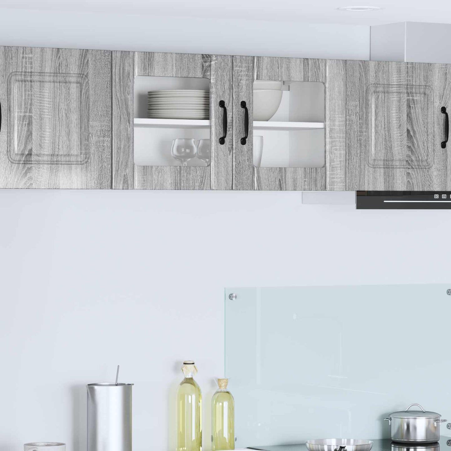 Wall Glass Cabinet LUCCA Grey Sonoma 80 x 31 x 40 cm