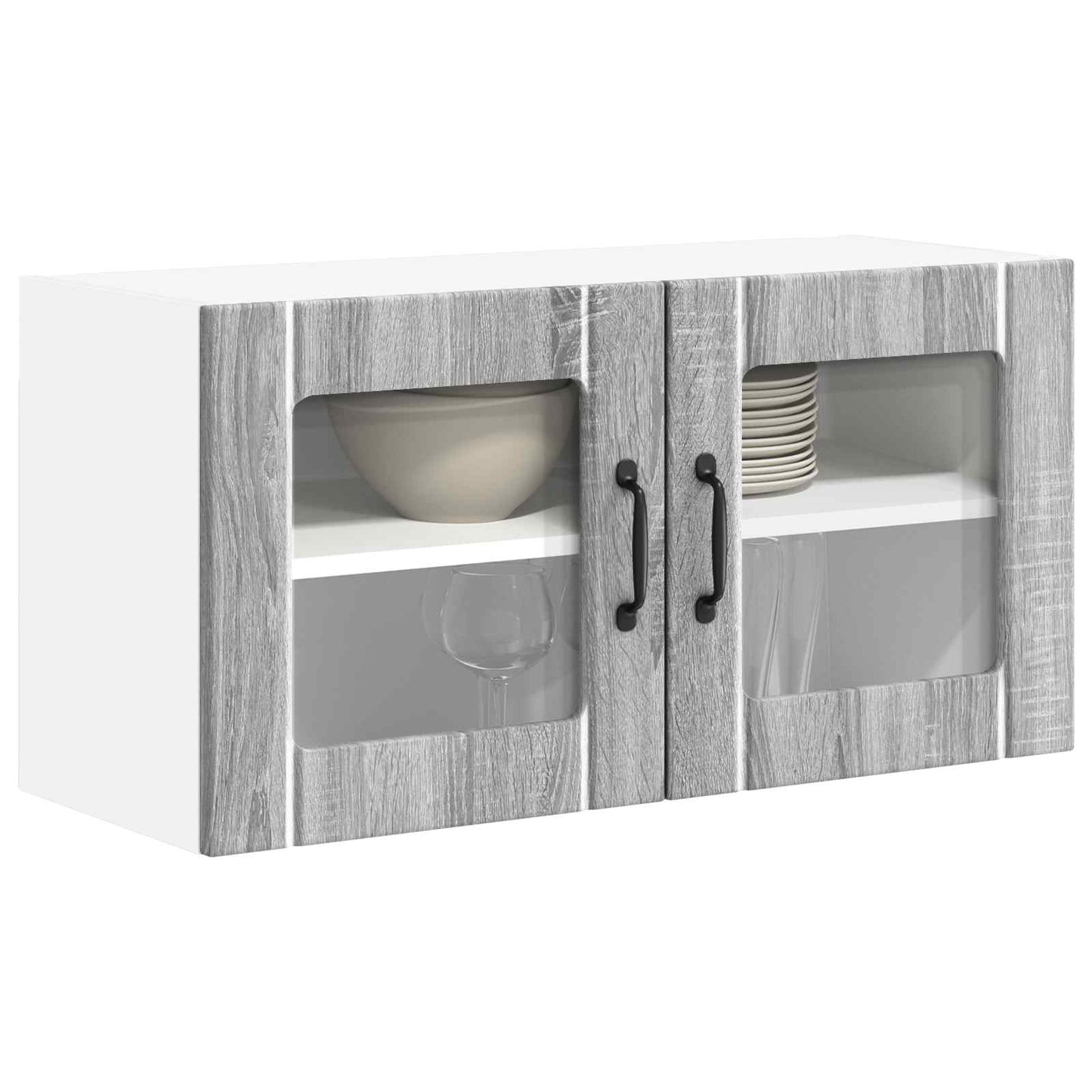 Wall Glass Cabinet LUCCA Grey Sonoma 80 x 31 x 40 cm