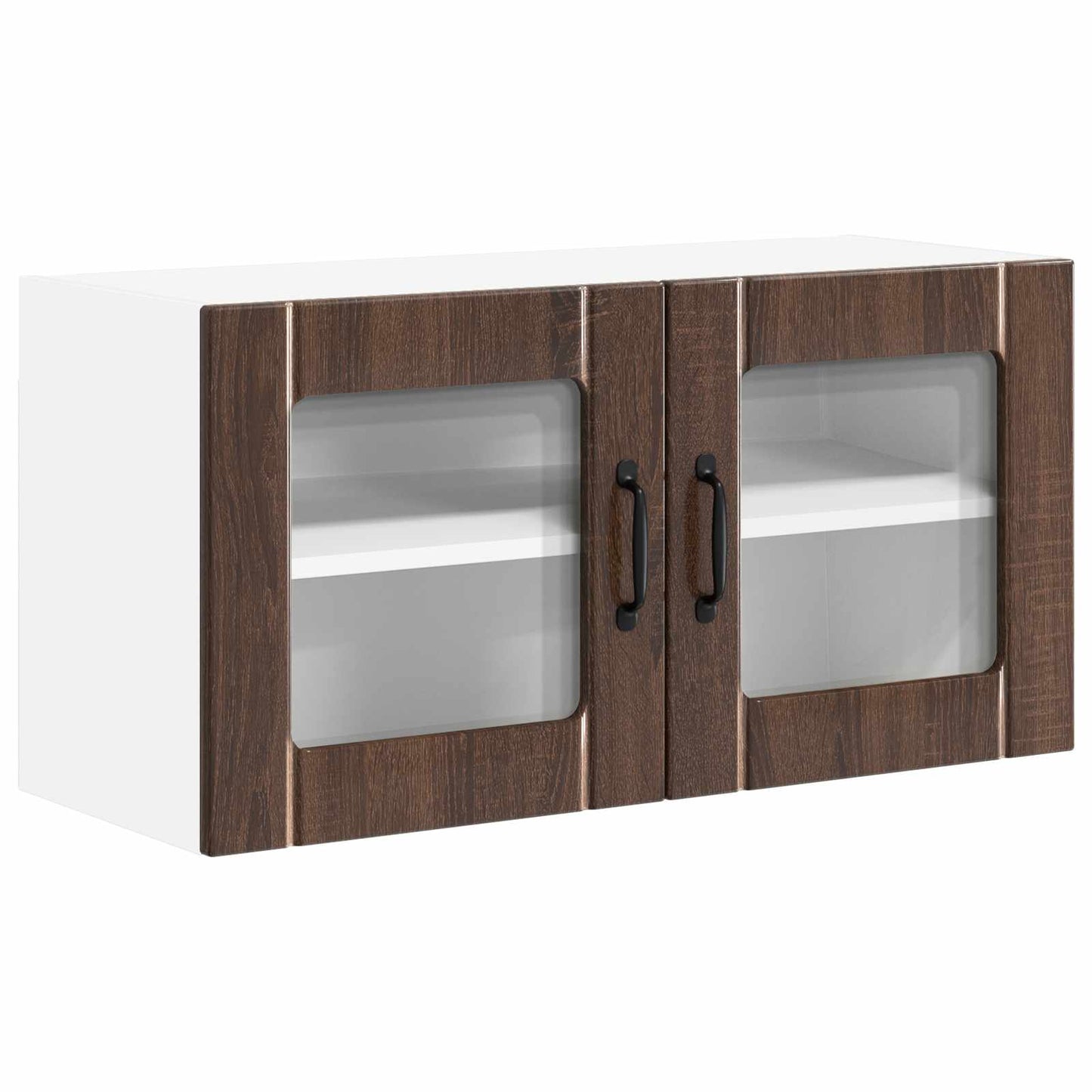 Wall Glass Cabinet LUCCA Brown Oak 80 x 31 x 40 cm