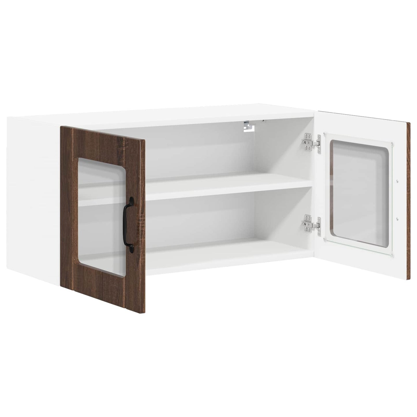 Wall Glass Cabinet LUCCA Brown Oak 80 x 31 x 40 cm