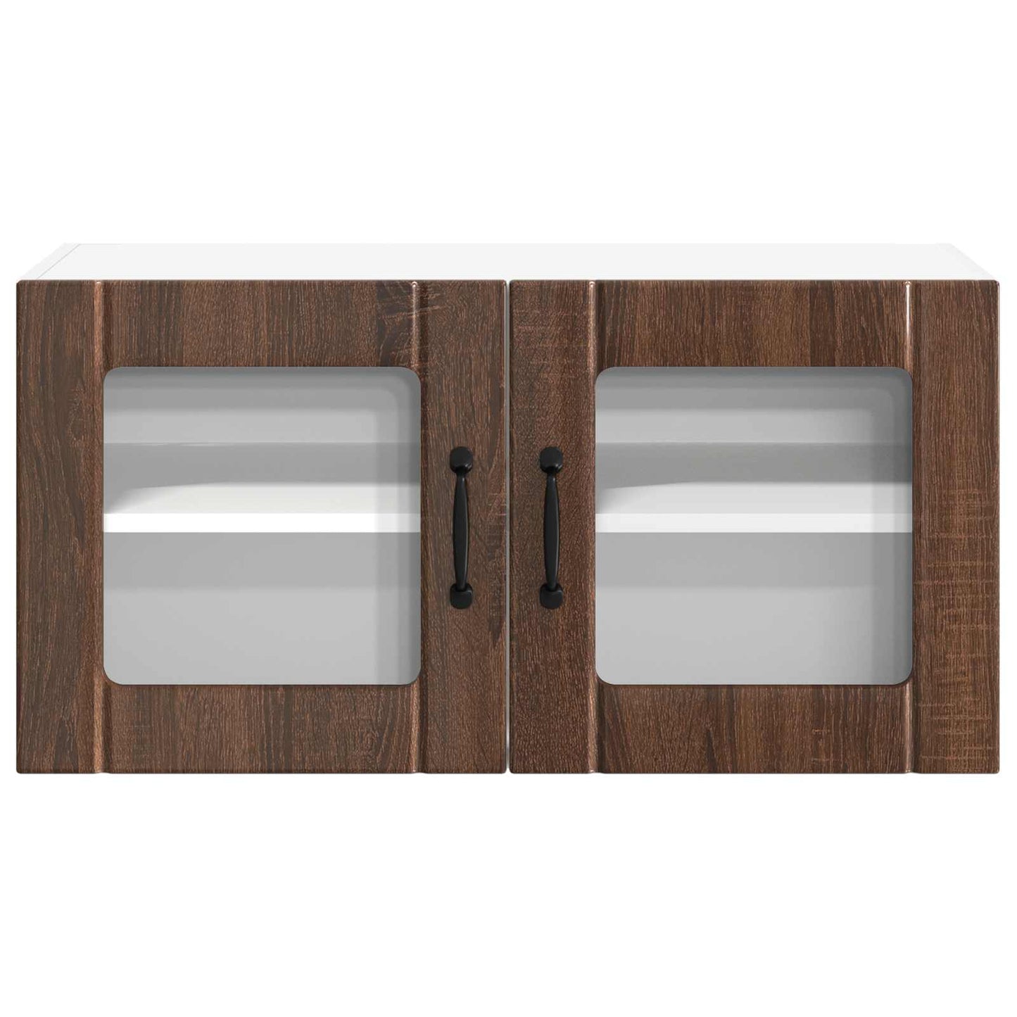 Wall Glass Cabinet LUCCA Brown Oak 80 x 31 x 40 cm