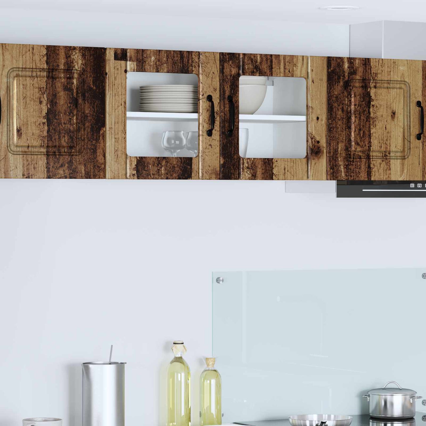 Wall Glass Cabinet LUCCA Old Wood 80 x 31 x 40 cm
