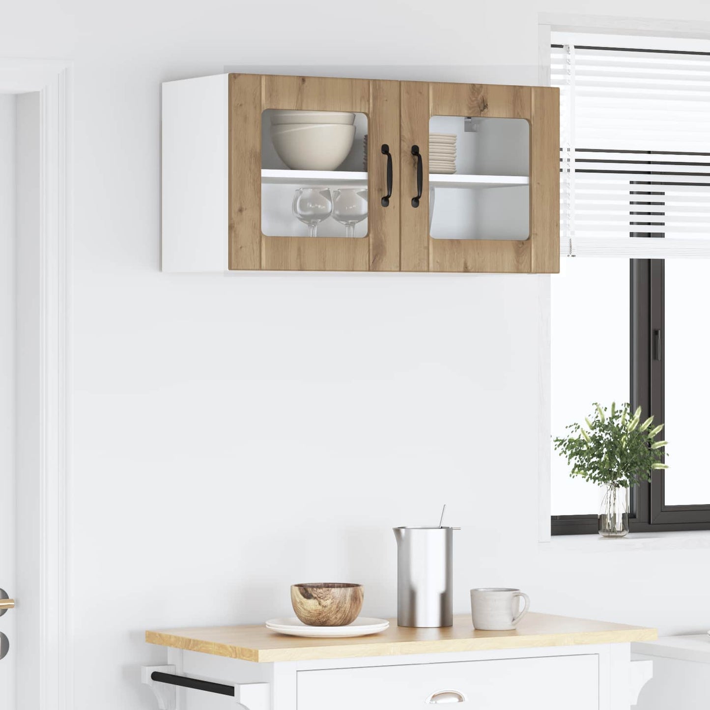 Wall Glass Cabinet LUCCA Artisan Oak 80 x 31 x 40 cm