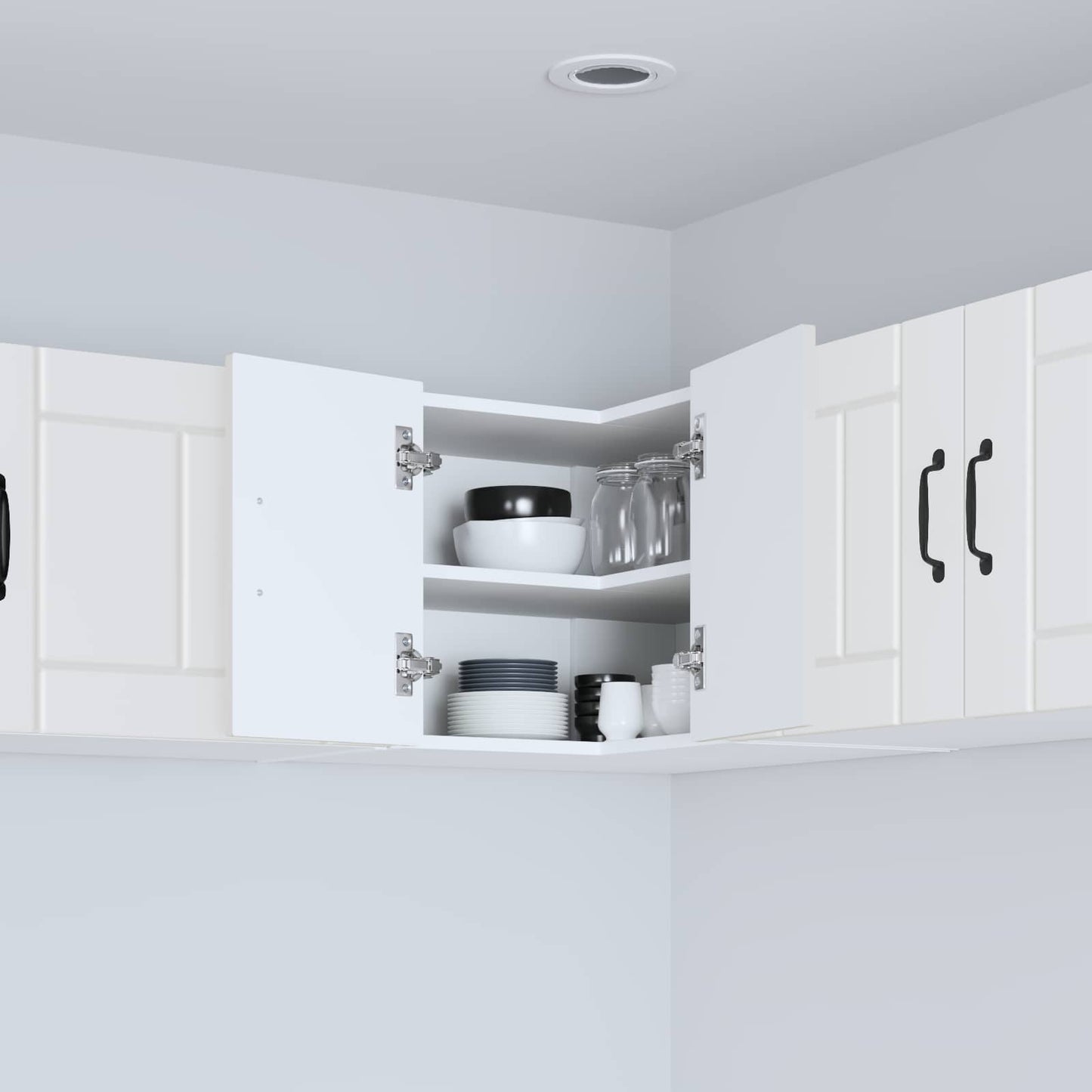 Wall Corner Cabinet LUCCA White 57 x 57 x 40 cm Engineered Wood
