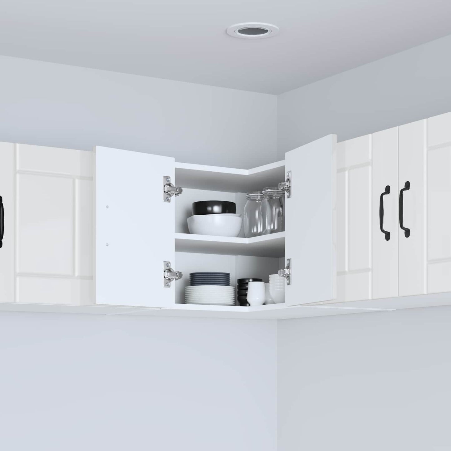 Wall Corner Cabinet LUCCA High Gloss White 57 x 57 x 40 cm