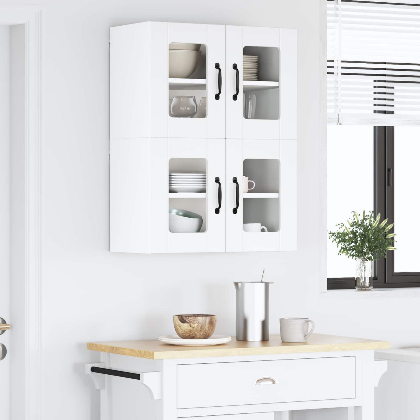 Wall Glass Cabinet LUCCA White 60 x 31 x 40 cm Engineered Wood