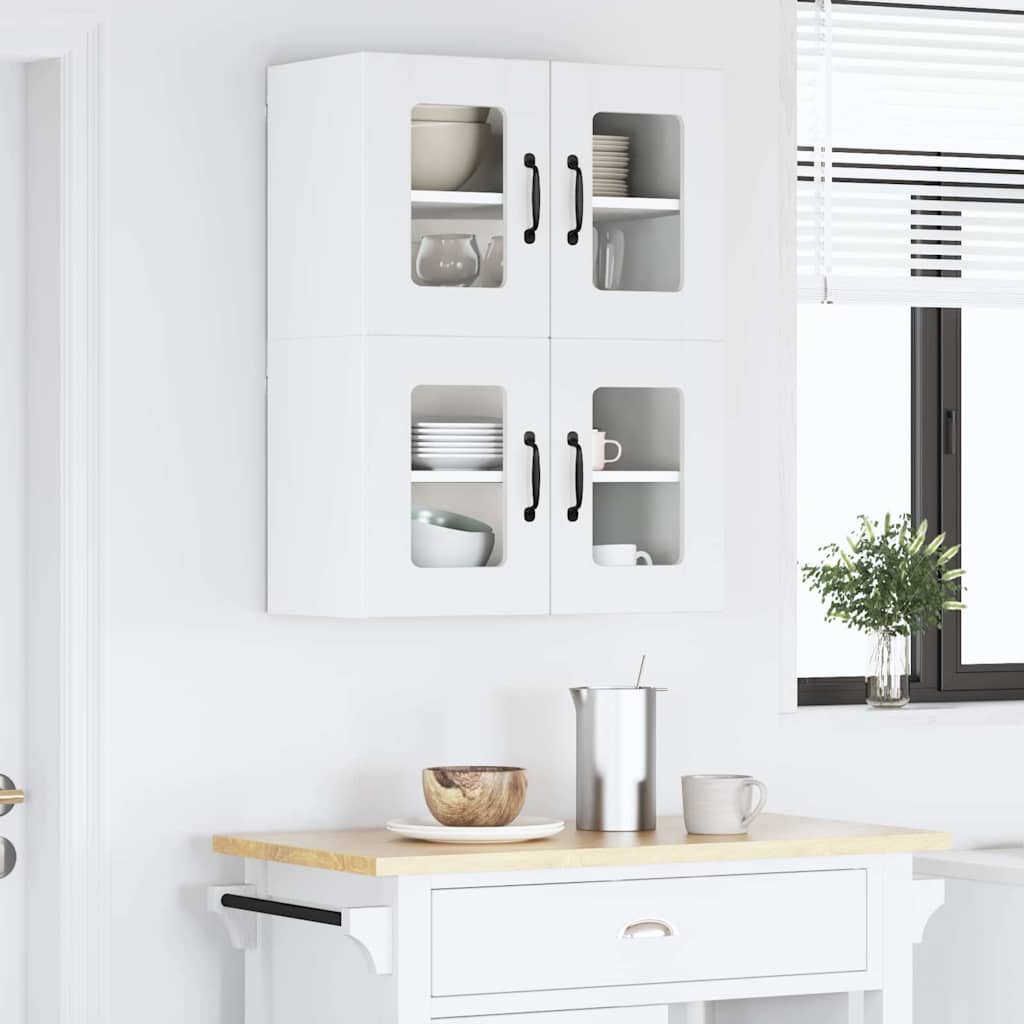 Wall Glass Cabinet LUCCA 2 pcs White 60 x 31 x 40 cm