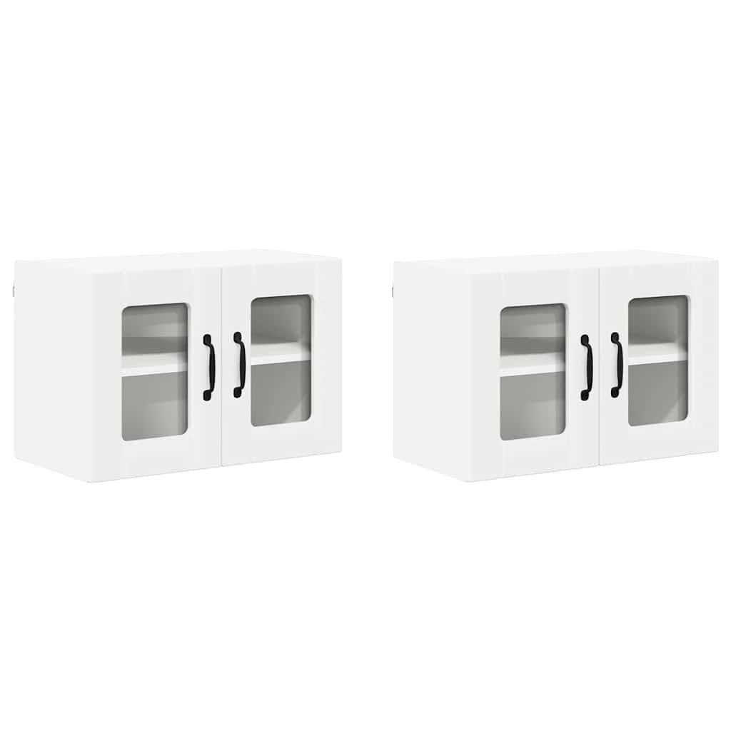 Wall Glass Cabinet LUCCA 2 pcs White 60 x 31 x 40 cm