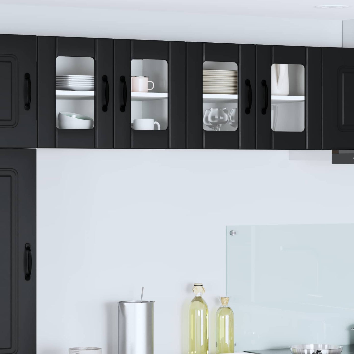 Wall Glass Cabinet LUCCA Black 60 x 31 x 40 cm Engineered Wood