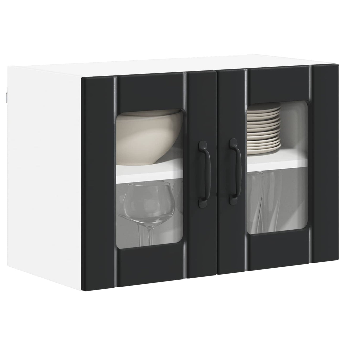 Wall Glass Cabinet LUCCA Black 60 x 31 x 40 cm Engineered Wood