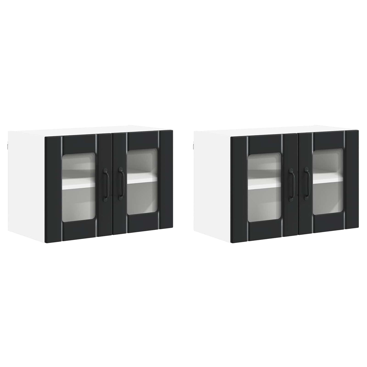 Wall Glass Cabinet LUCCA 2 pcs Black 60 x 31 x 40 cm