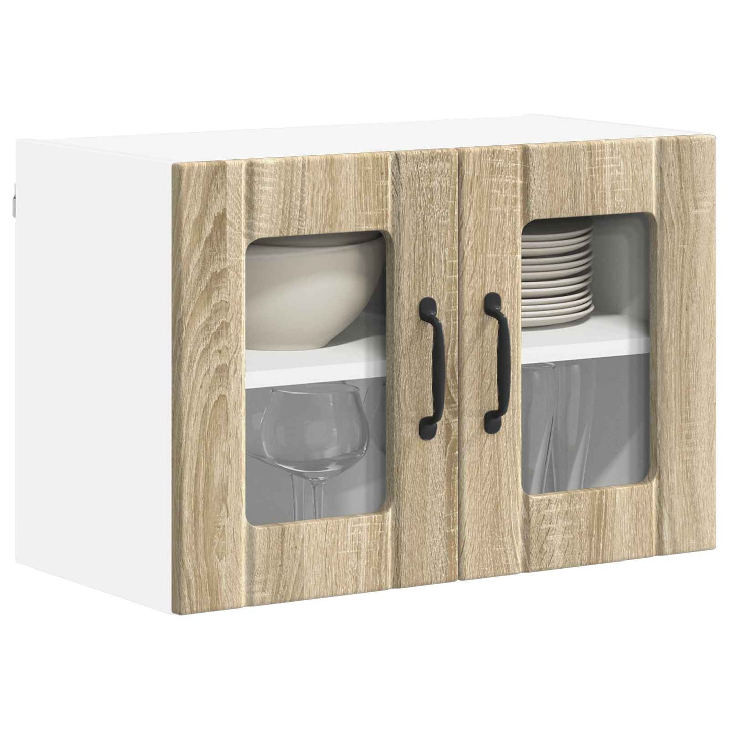 Wall Glass Cabinet LUCCA 2 pcs Sonoma Oak 60 x 31 x 40 cm