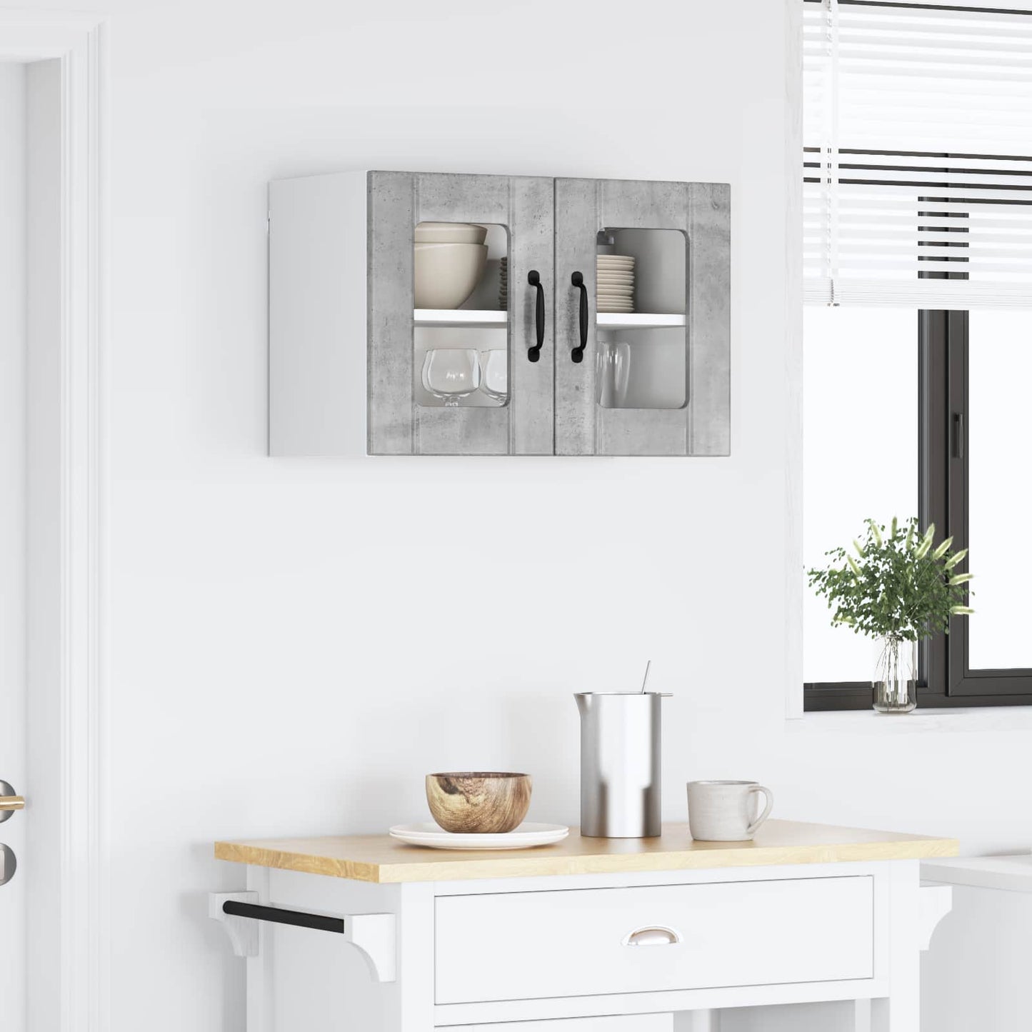 Wall Glass Cabinet LUCCA Concrete Grey 60 x 31 x 40 cm