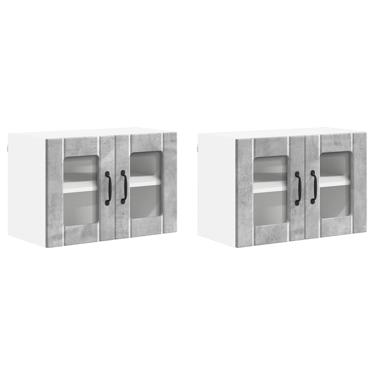 Wall Glass Cabinet LUCCA 2 pcs Concrete Grey 60 x 31 x 40 cm