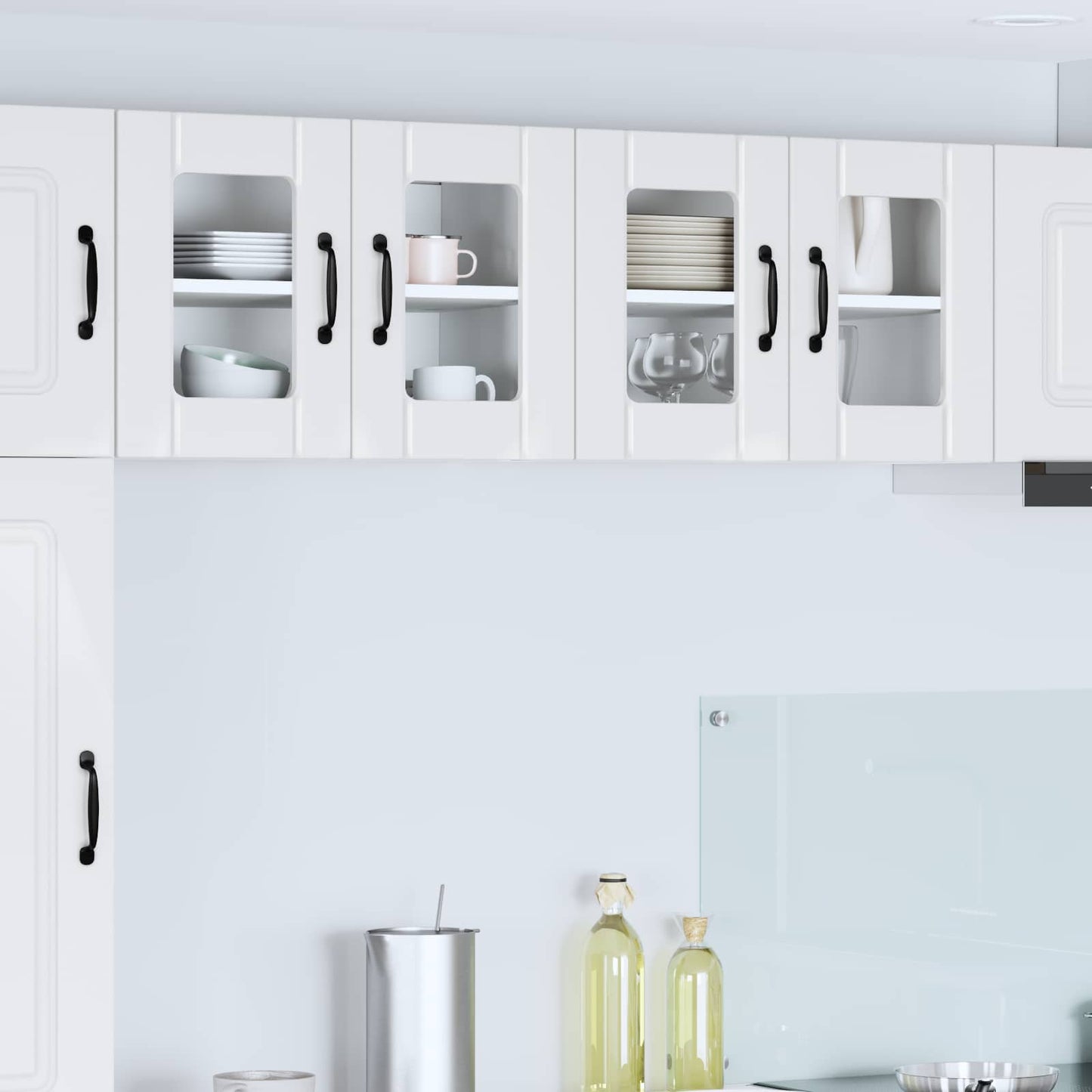 Wall Glass Cabinet LUCCA High Gloss White 60 x 31 x 40 cm