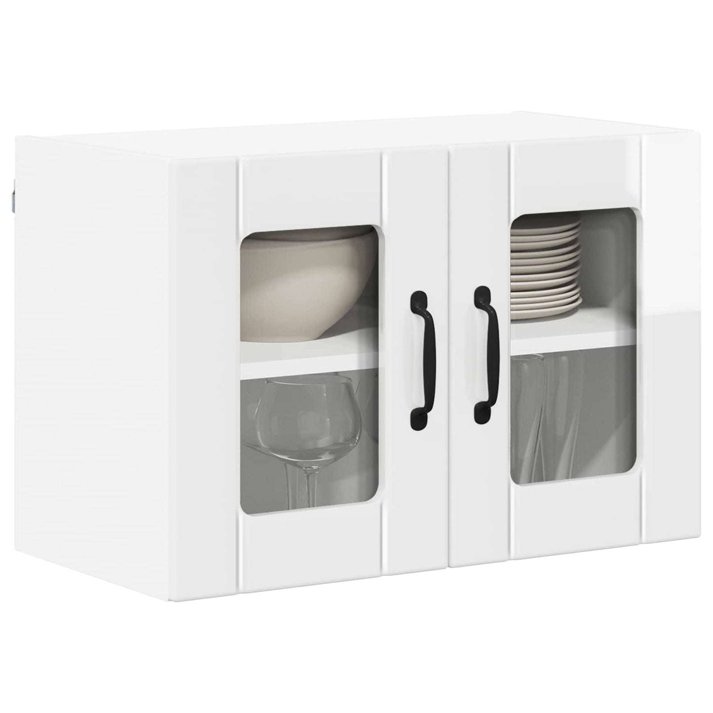 Wall Glass Cabinet LUCCA High Gloss White 60 x 31 x 40 cm