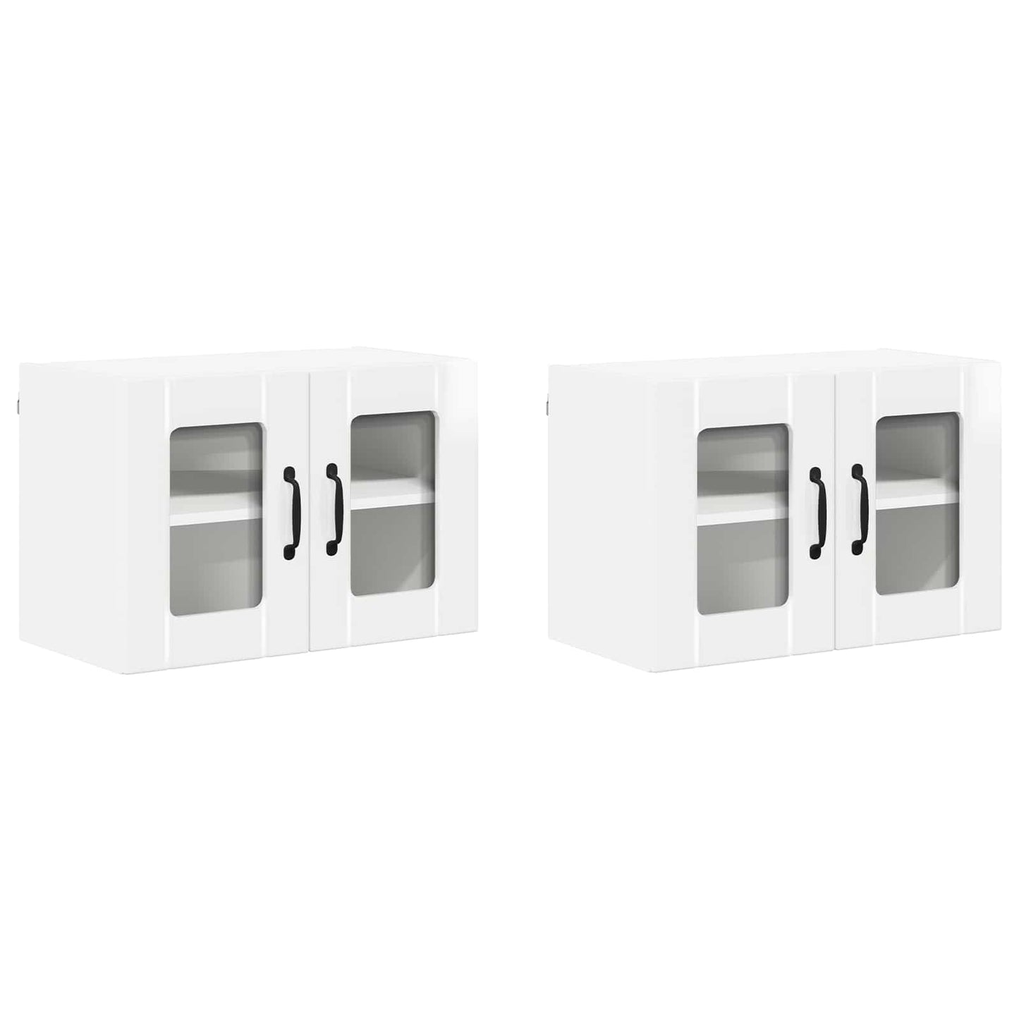 Wall Glass Cabinet LUCCA 2 pcs High Gloss White 60 x 31 x 40 cm