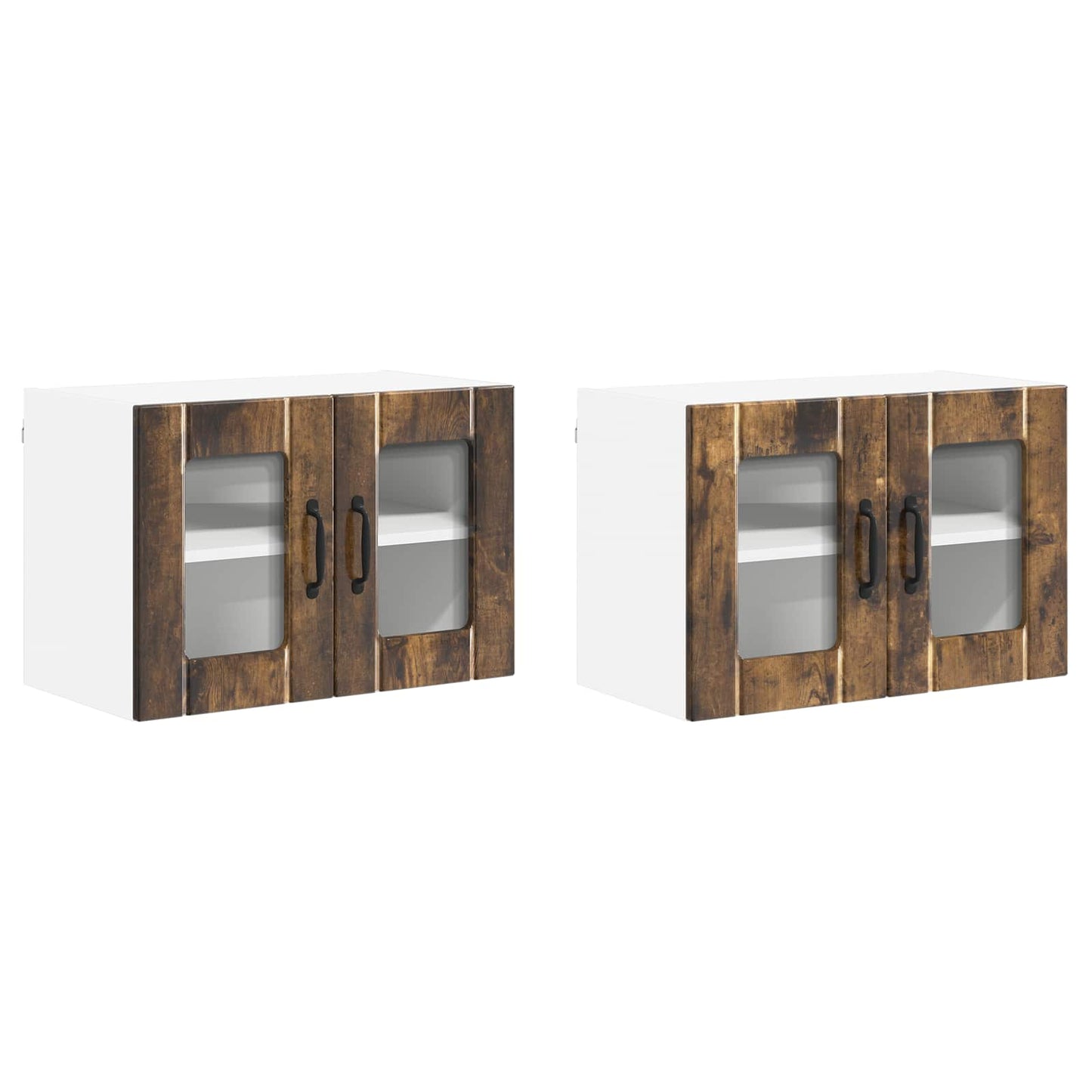 Wall Glass Cabinet LUCCA 2 pcs Smoked Oak 60 x 31 x 40 cm