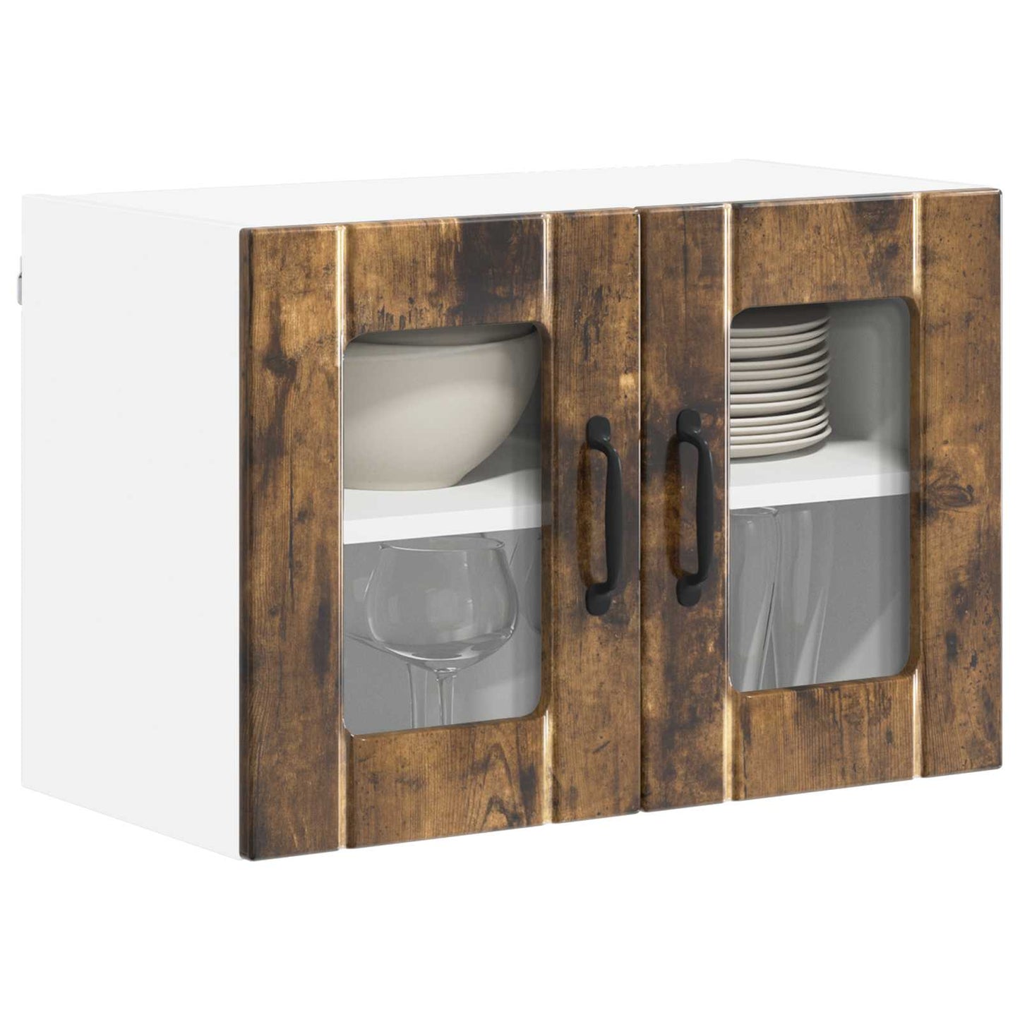 Wall Glass Cabinet LUCCA 2 pcs Smoked Oak 60 x 31 x 40 cm