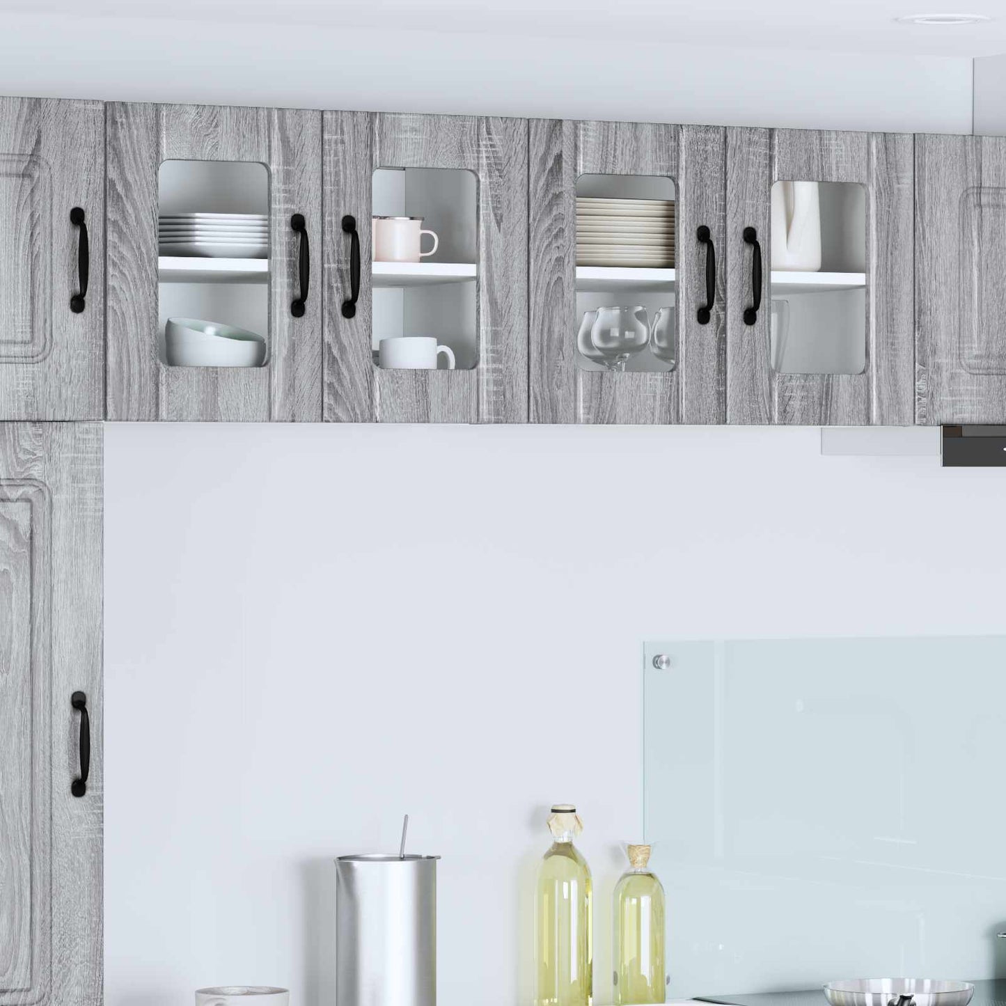 Wall Glass Cabinet LUCCA Grey Sonoma 60 x 31 x 40 cm