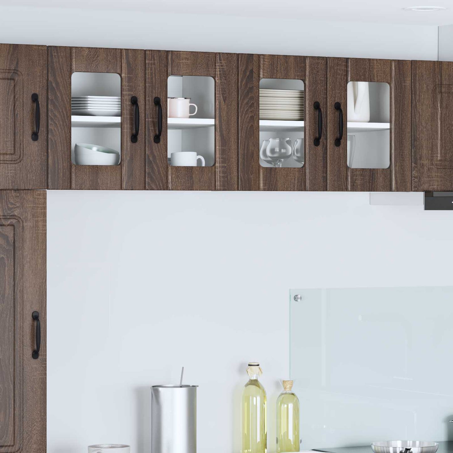 Wall Glass Cabinet LUCCA Brown Oak 60 x 31 x 40 cm