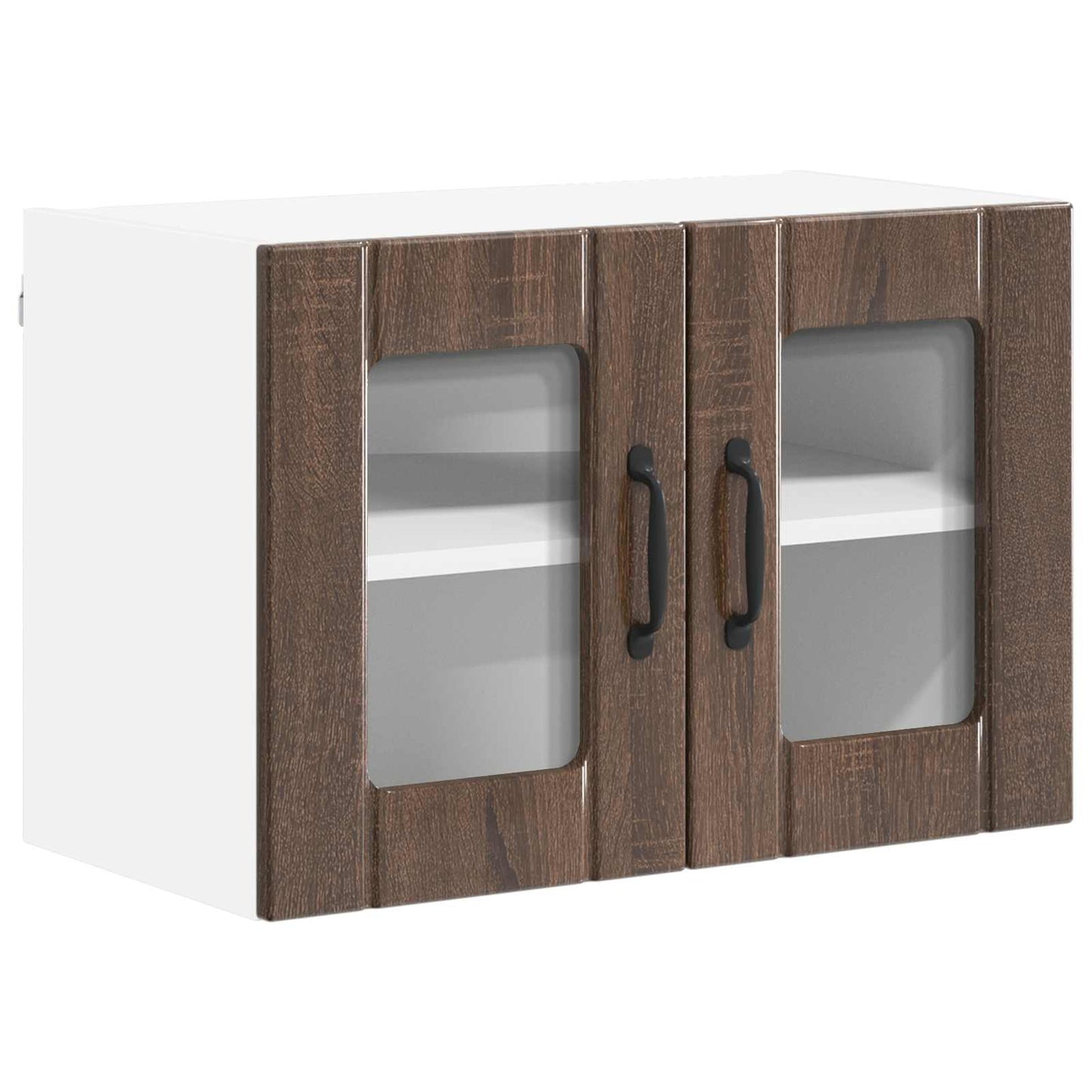Wall Glass Cabinet LUCCA Brown Oak 60 x 31 x 40 cm