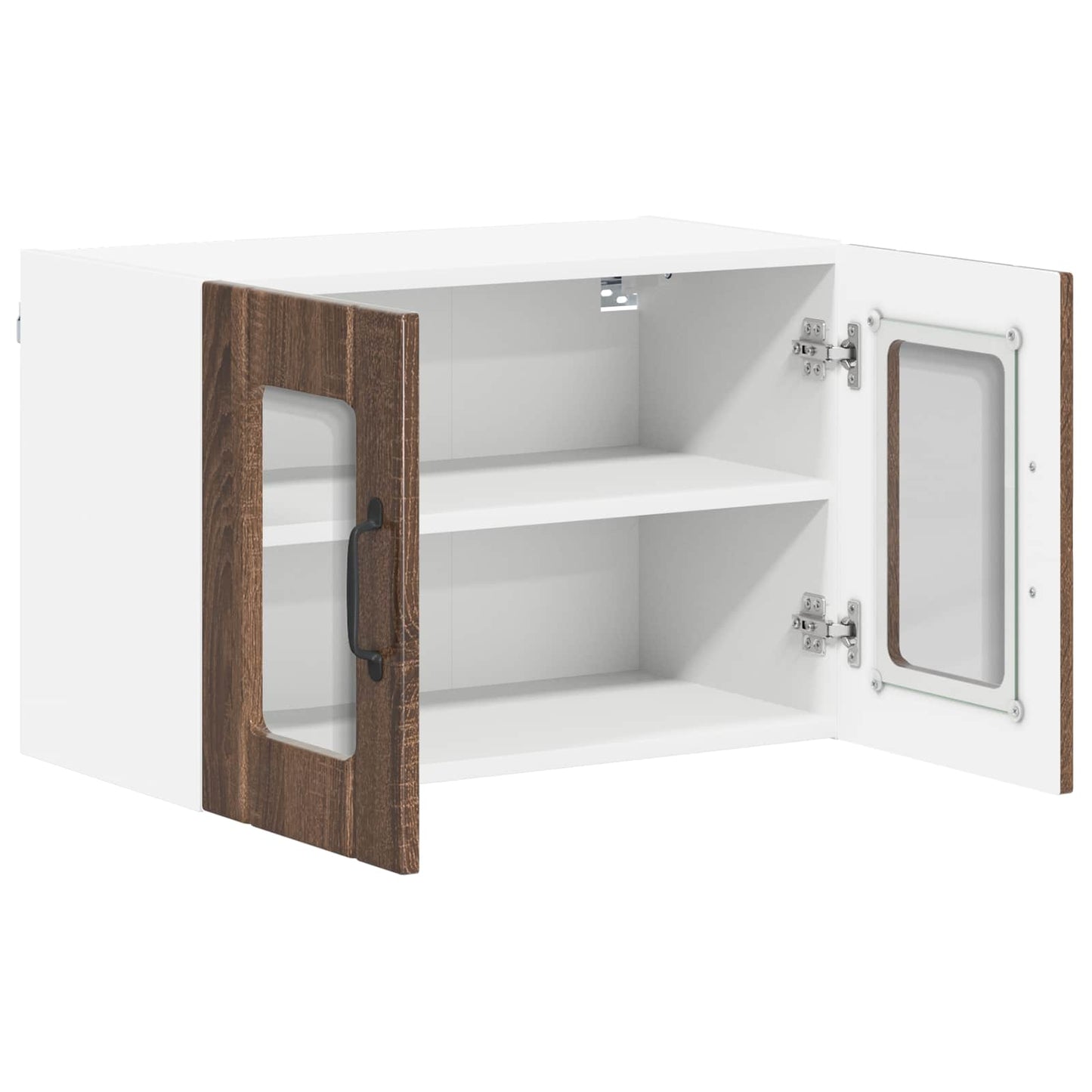 Wall Glass Cabinet LUCCA Brown Oak 60 x 31 x 40 cm