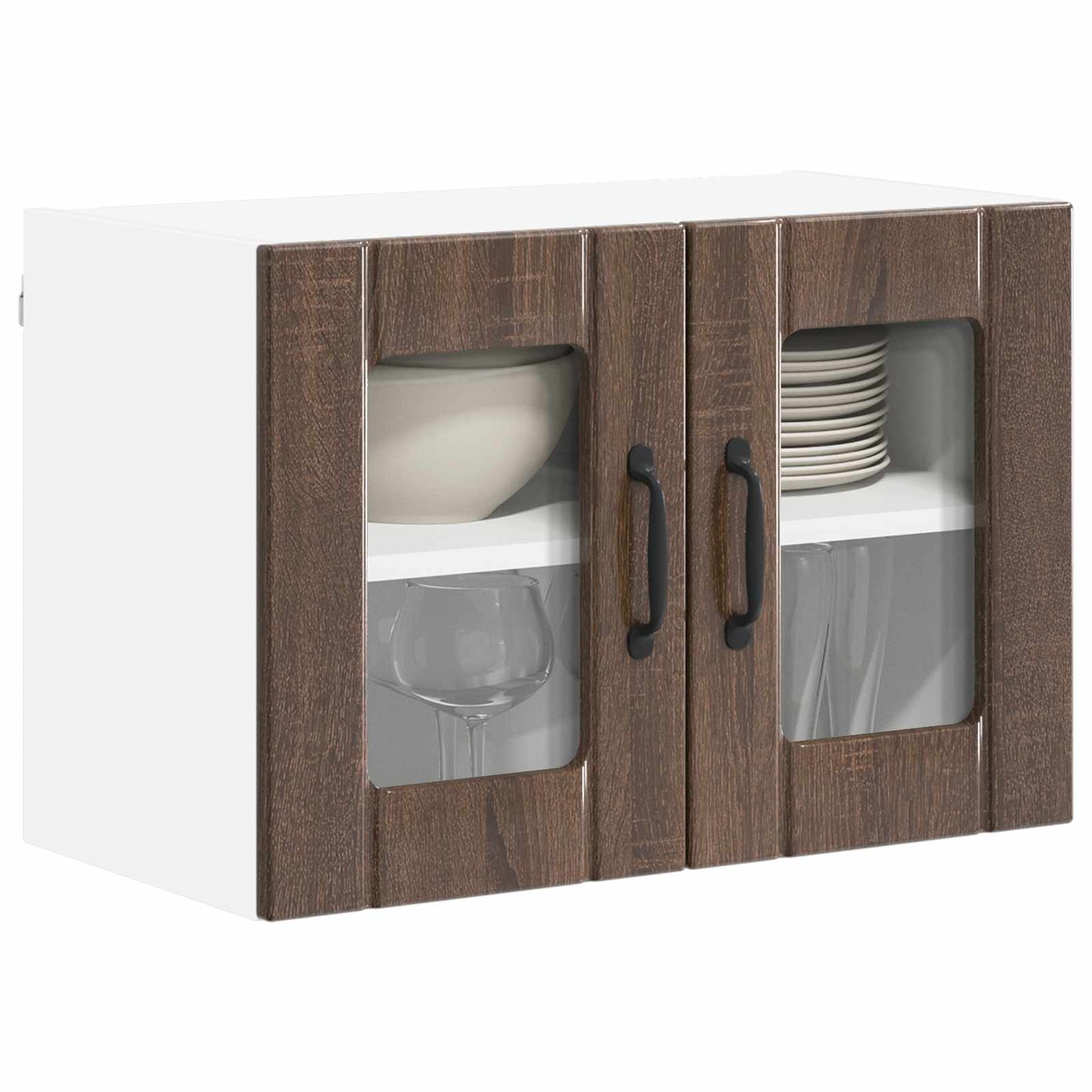 Wall Glass Cabinet LUCCA Brown Oak 60 x 31 x 40 cm