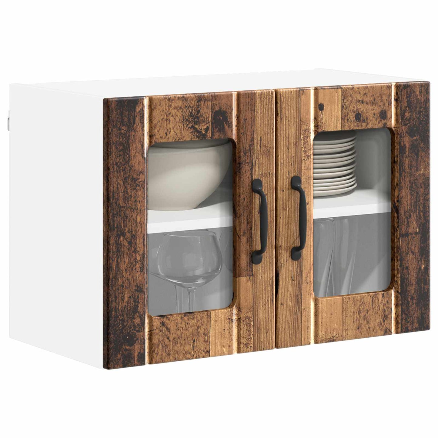 Wall Glass Cabinet LUCCA Old Wood 60 x 31 x 40 cm