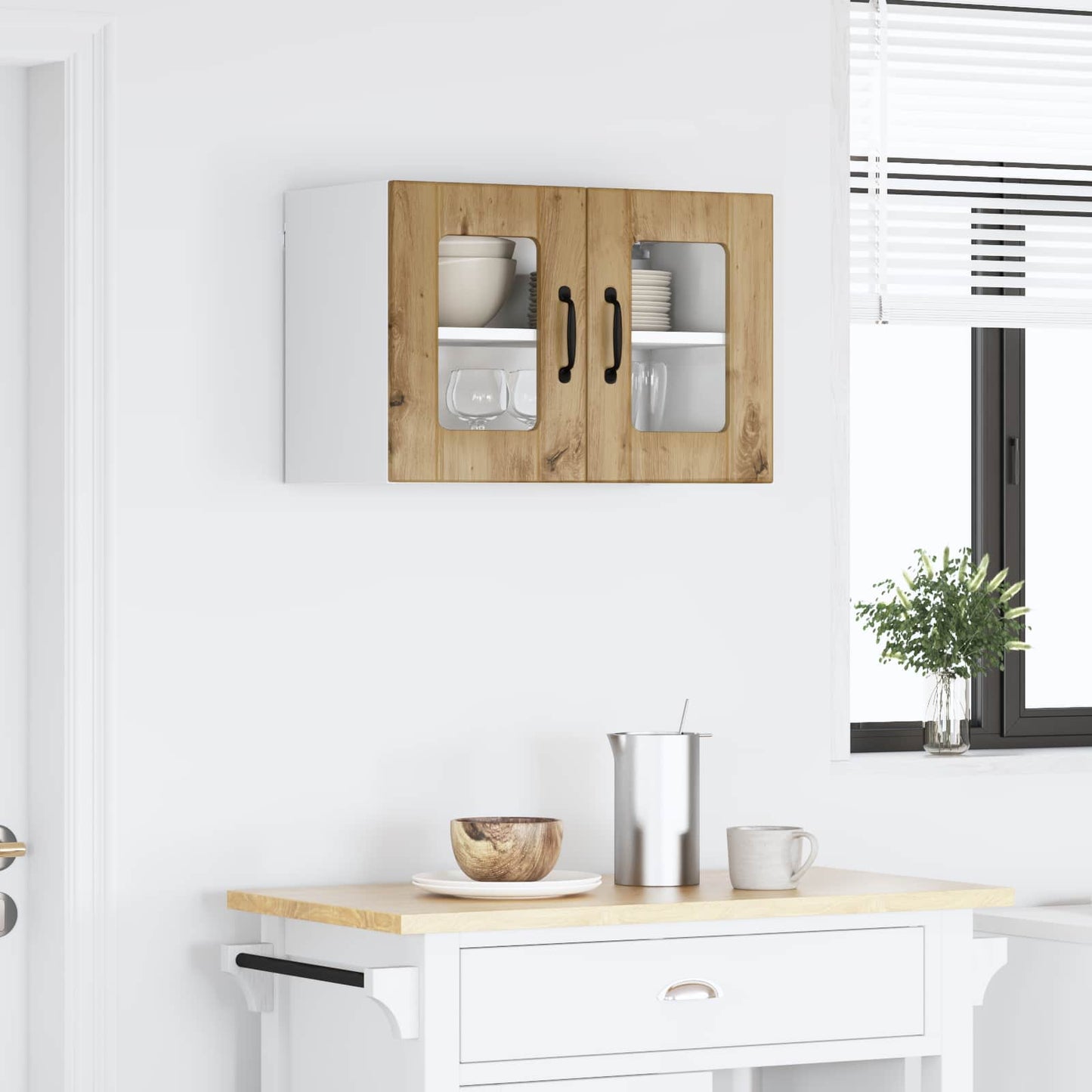 Wall Glass Cabinet LUCCA Artisan Oak 60 x 31 x 40 cm
