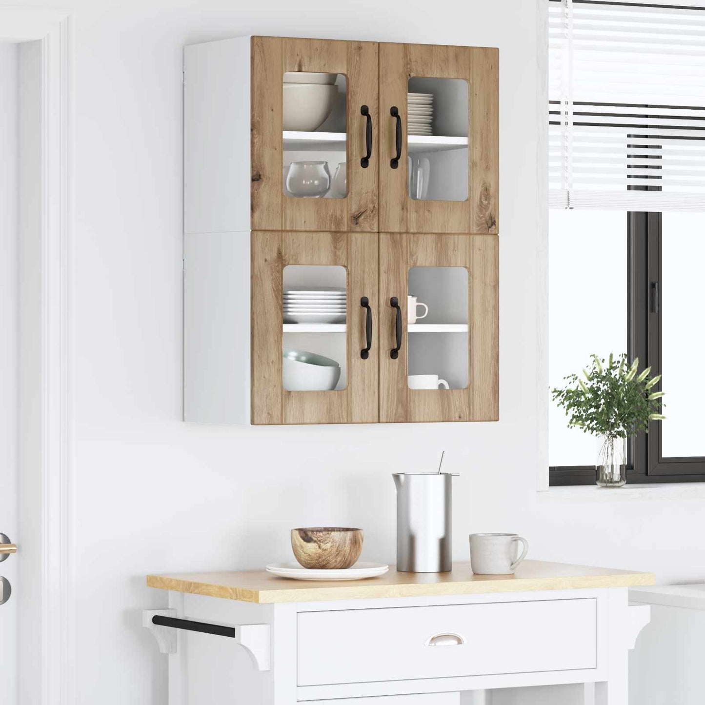 Wall Glass Cabinet LUCCA 2 pcs Artisan Oak 60 x 31 x 40 cm