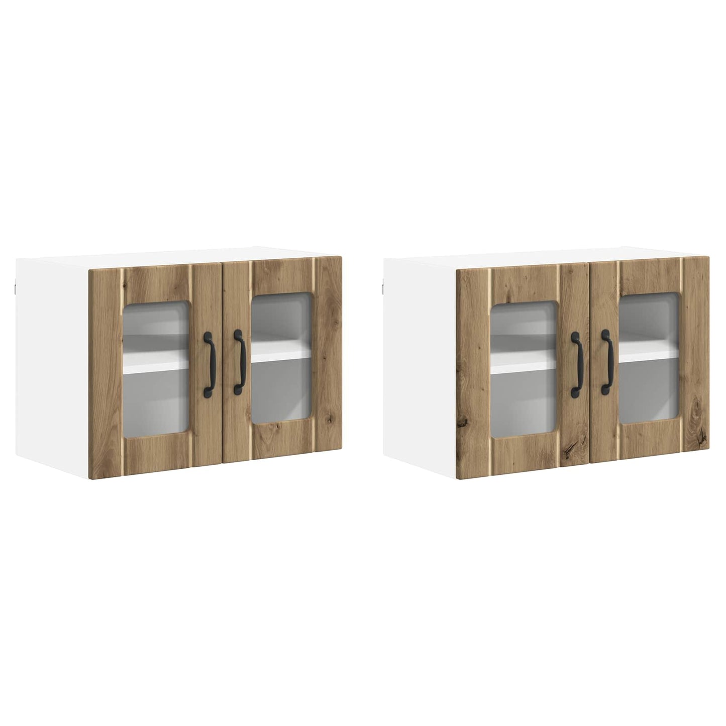 Wall Glass Cabinet LUCCA 2 pcs Artisan Oak 60 x 31 x 40 cm