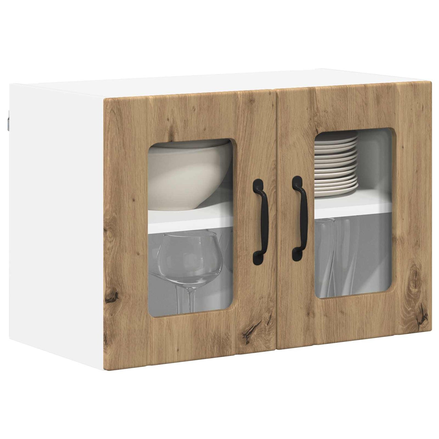 Wall Glass Cabinet LUCCA 2 pcs Artisan Oak Engineered Wood