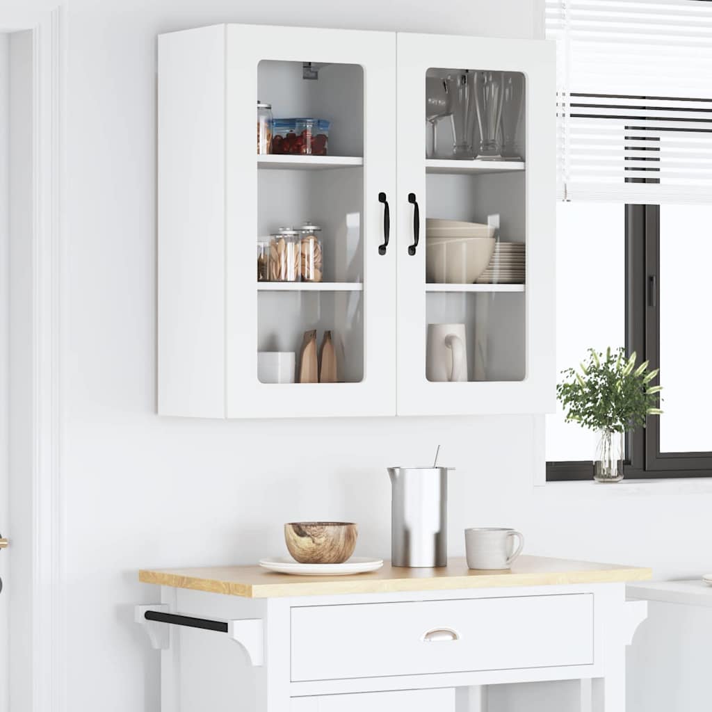 Wall Glass Cabinet LUCCA 2 pcs White 40 x 31 x 80 cm
