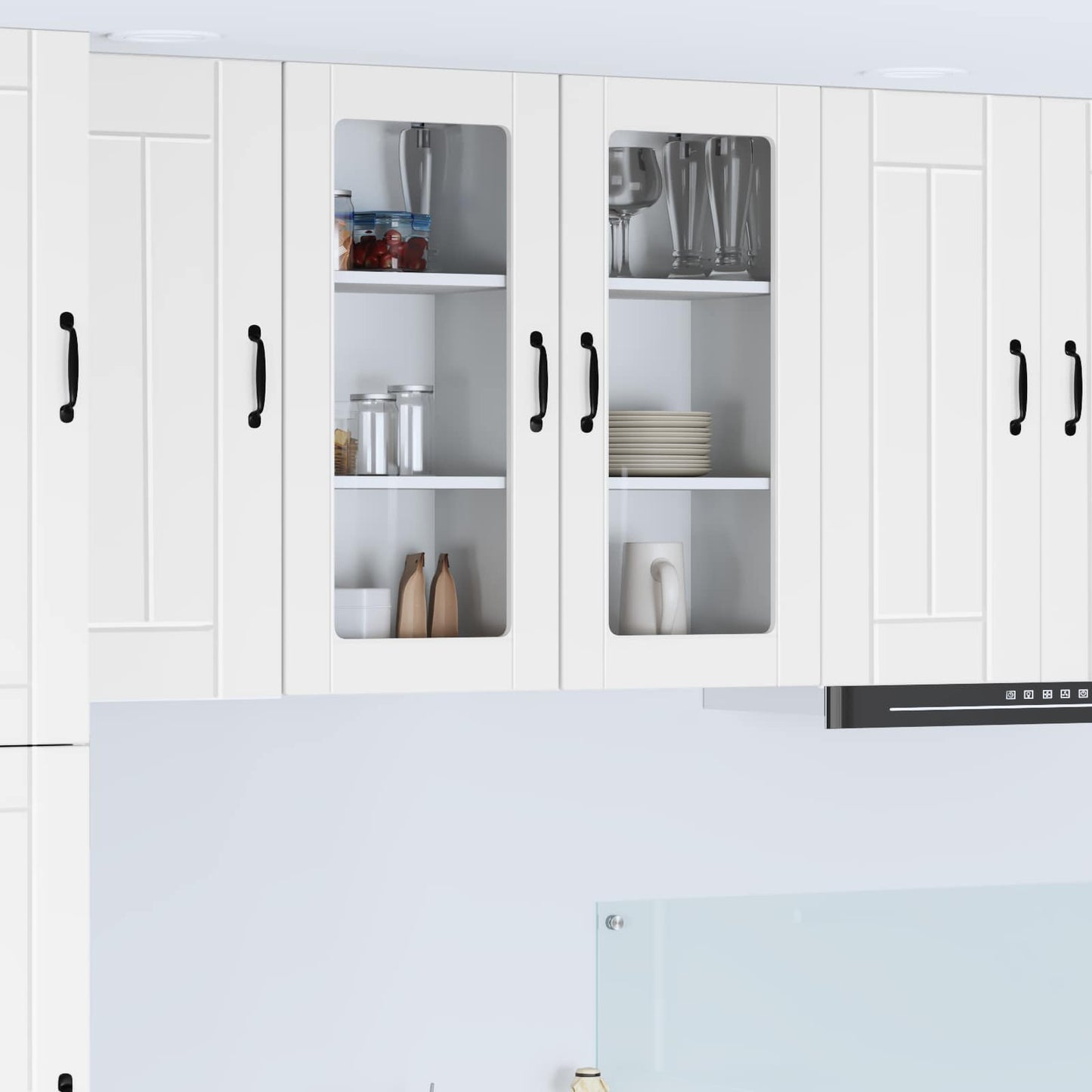 Wall Glass Cabinet LUCCA 2 pcs White 40 x 31 x 80 cm