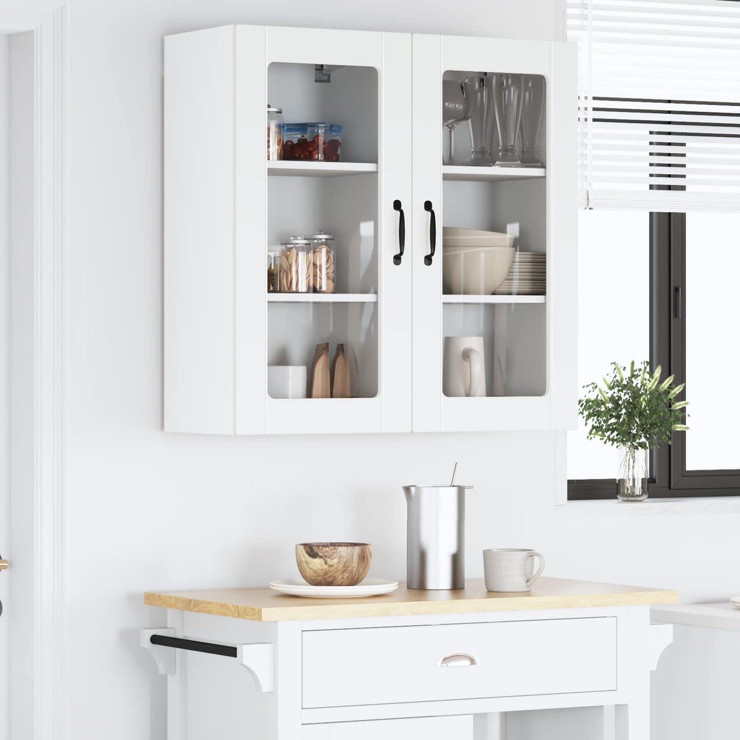 Wall Glass Cabinet LUCCA 2 pcs White 40 x 31 x 80 cm
