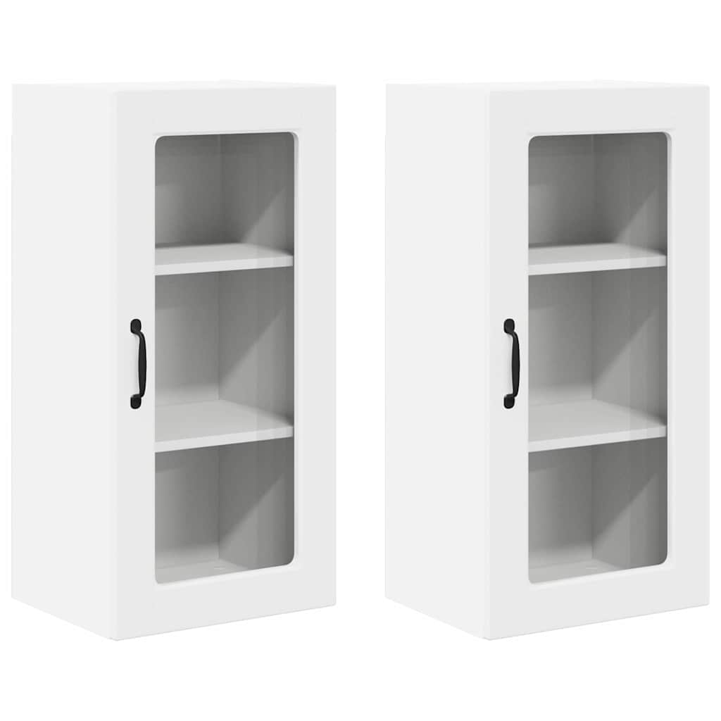 Wall Glass Cabinet LUCCA 2 pcs White 40 x 31 x 80 cm