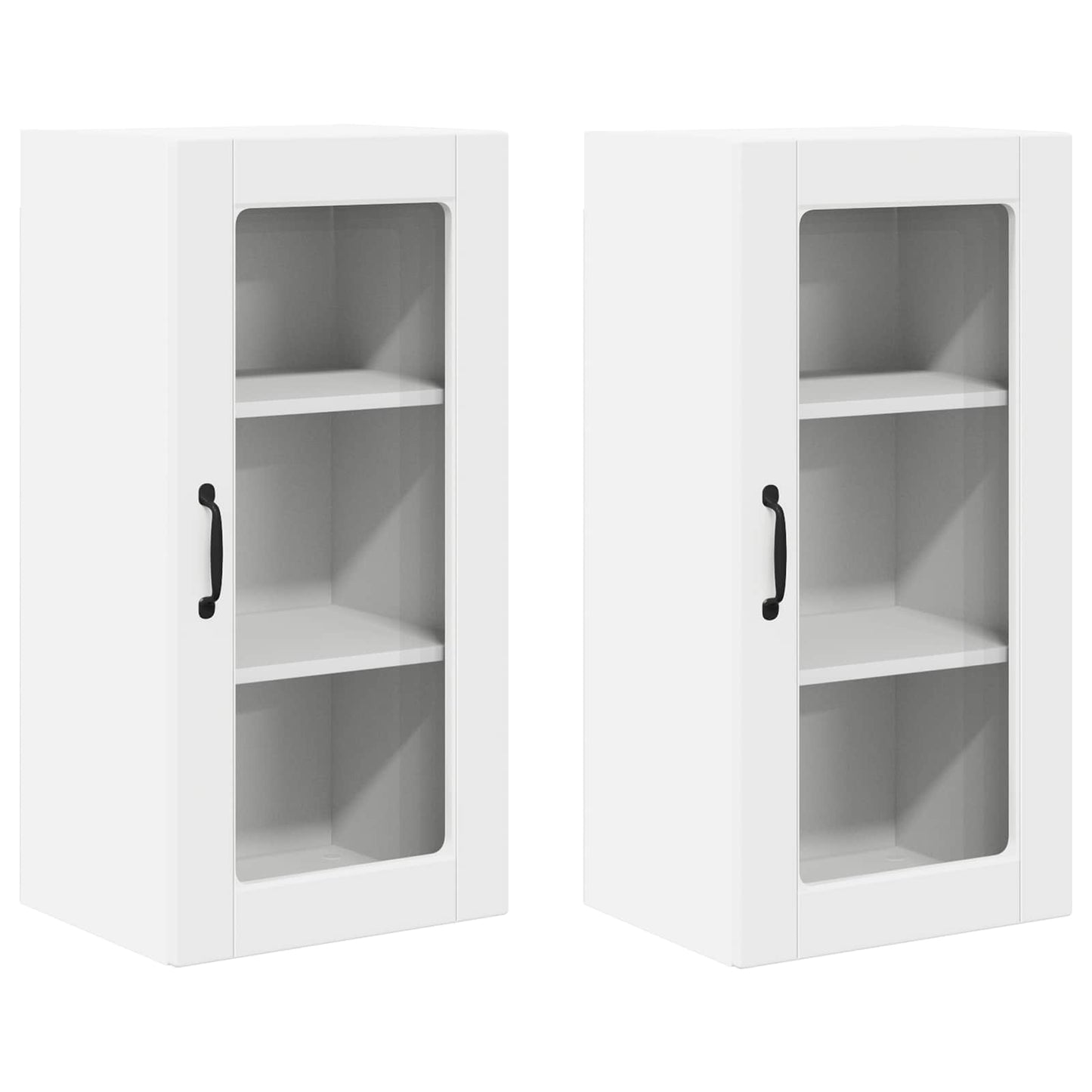 Wall Glass Cabinet LUCCA 2 pcs White Engineered Wood