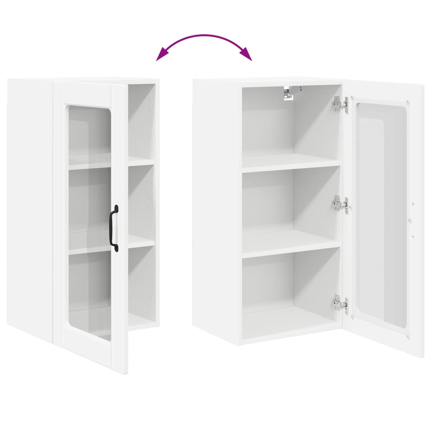 Wall Glass Cabinet LUCCA 2 pcs White 40 x 31 x 80 cm