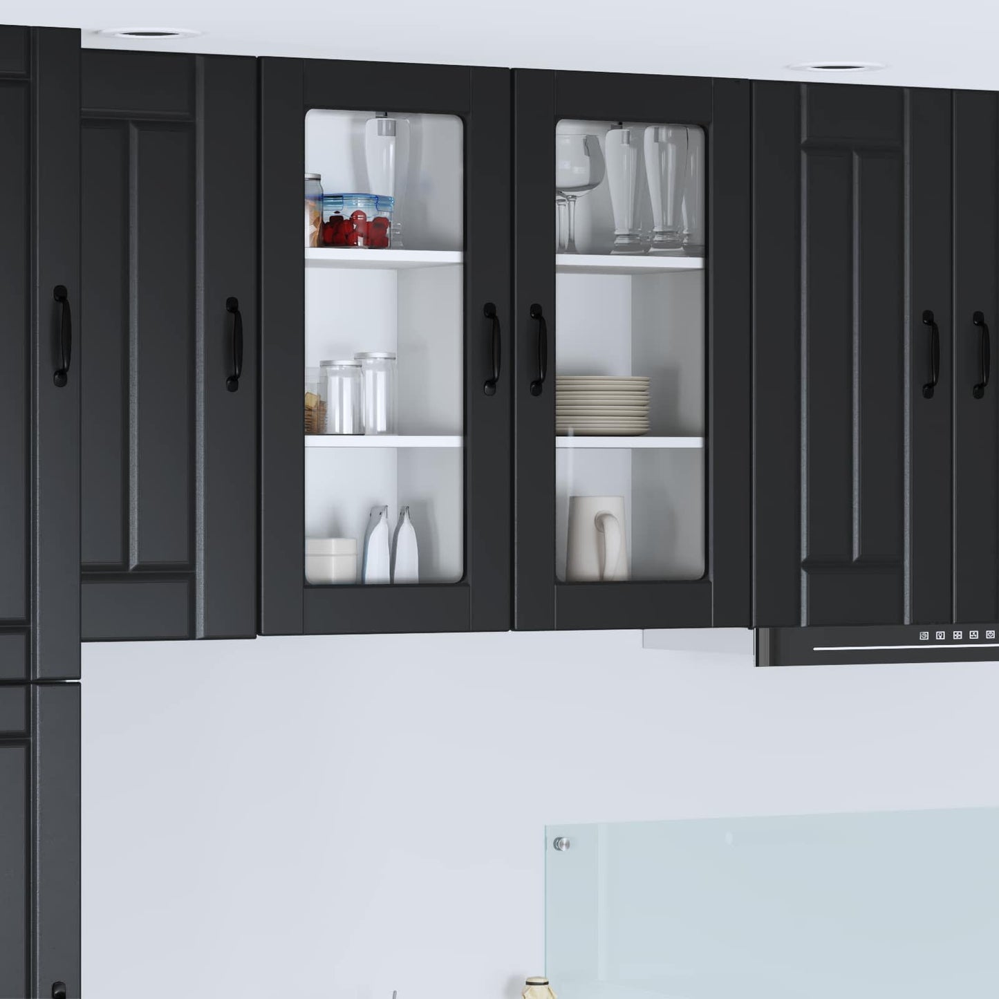 Wall Glass Cabinet LUCCA Black 40 x 31 x 80 cm Engineered Wood