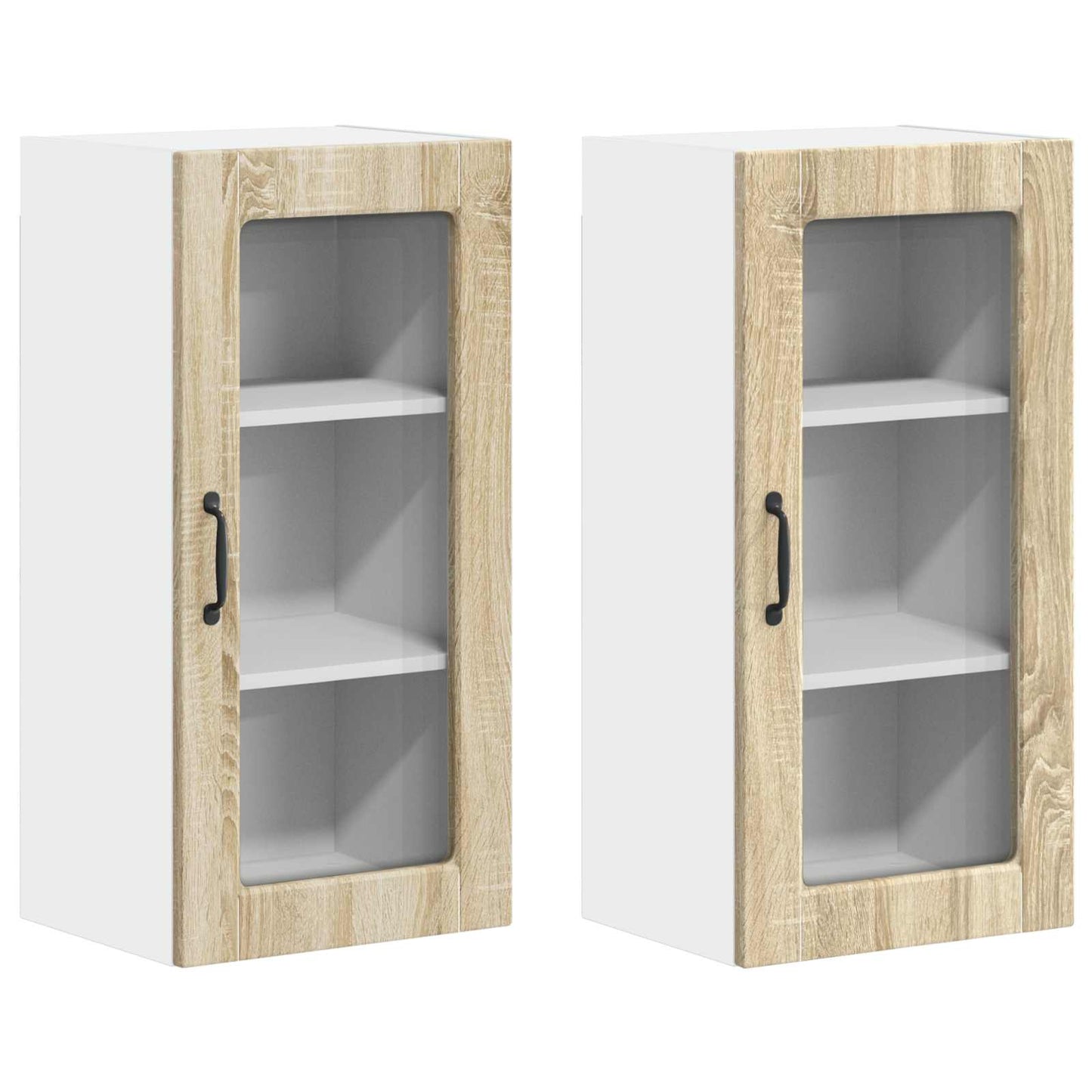Wall Glass Cabinet LUCCA 2 pcs Sonoma Oak 40 x 31 x 80 cm