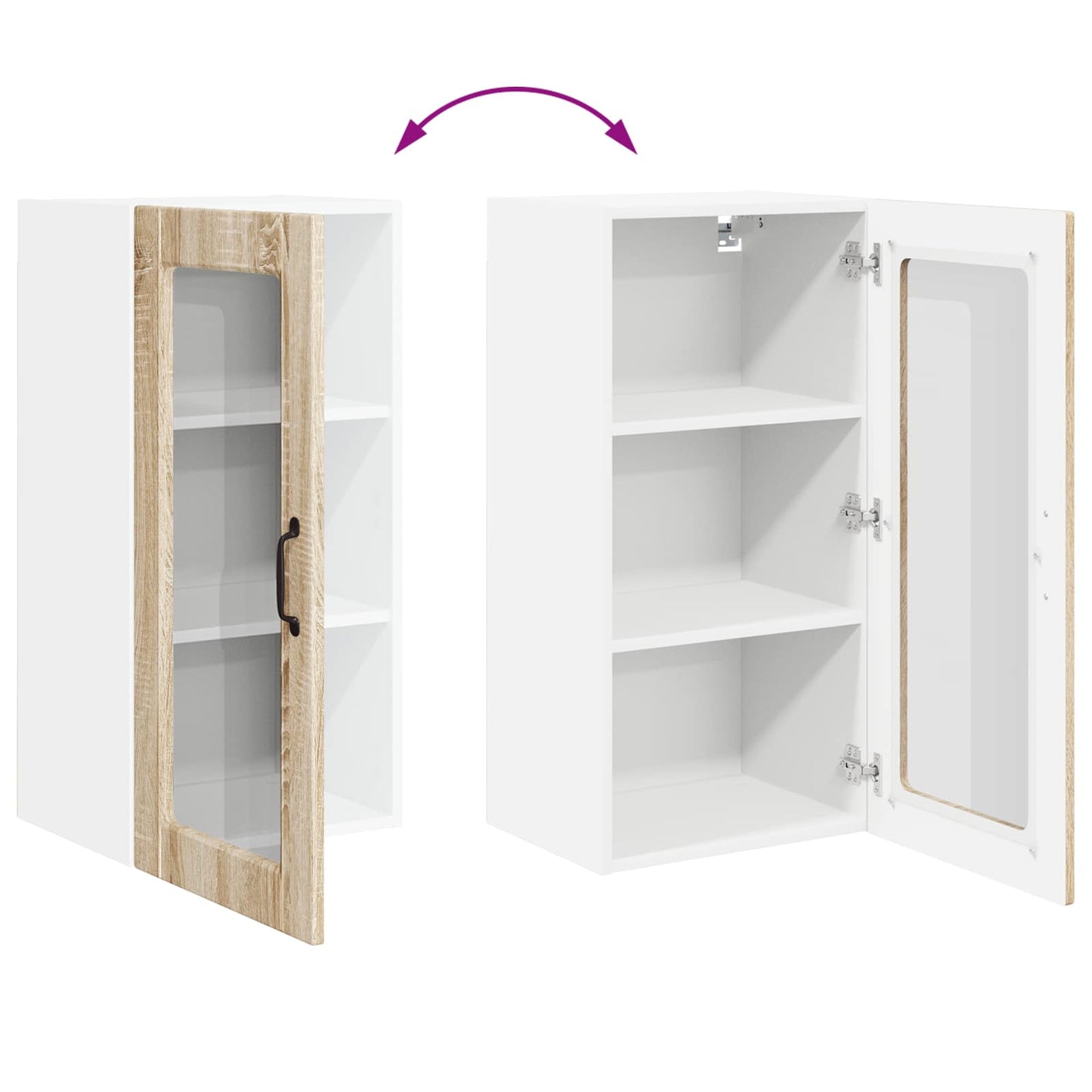 Wall Glass Cabinet LUCCA 2 pcs Sonoma Oak 40 x 31 x 80 cm