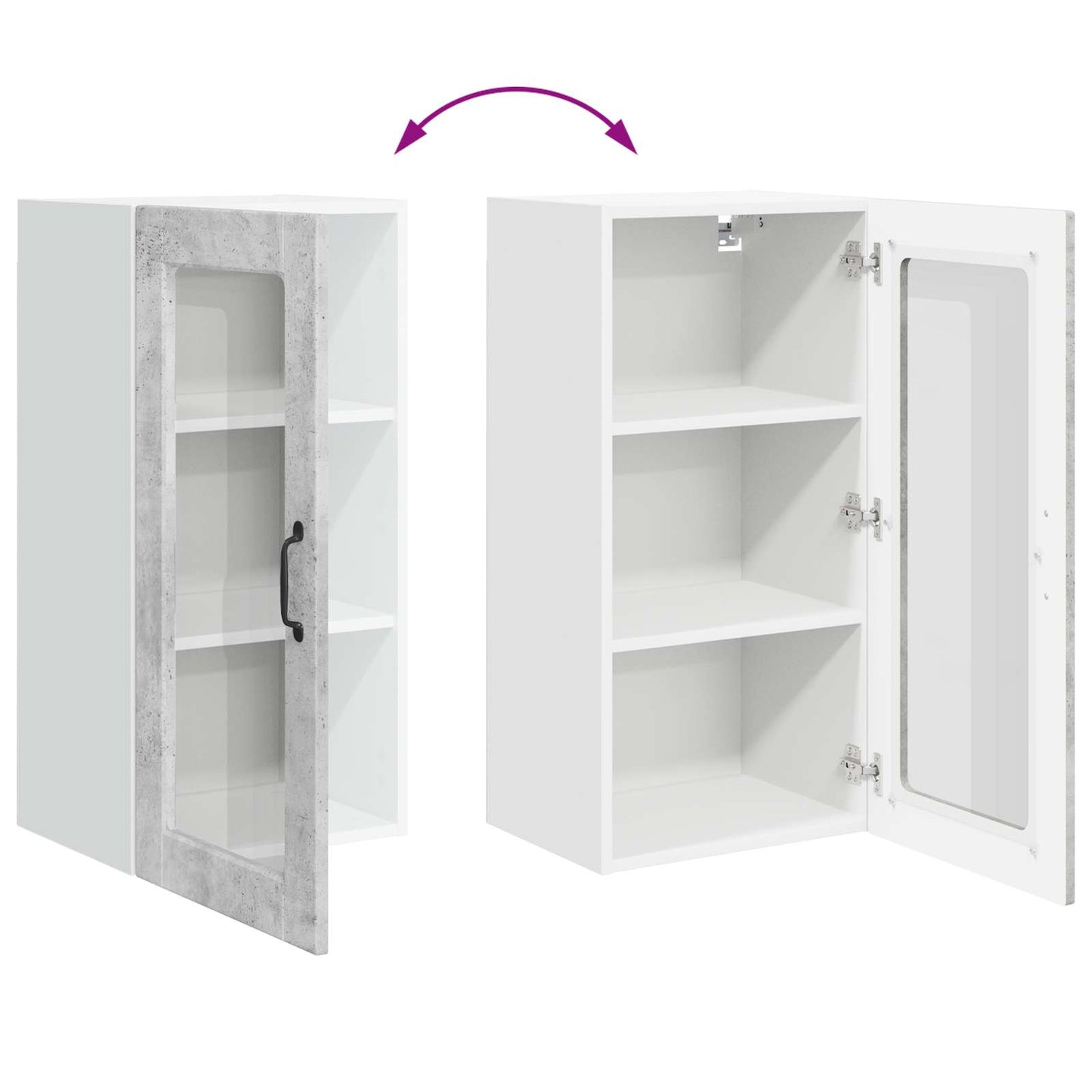 Wall Glass Cabinet LUCCA Concrete Grey 40 x 31 x 80 cm