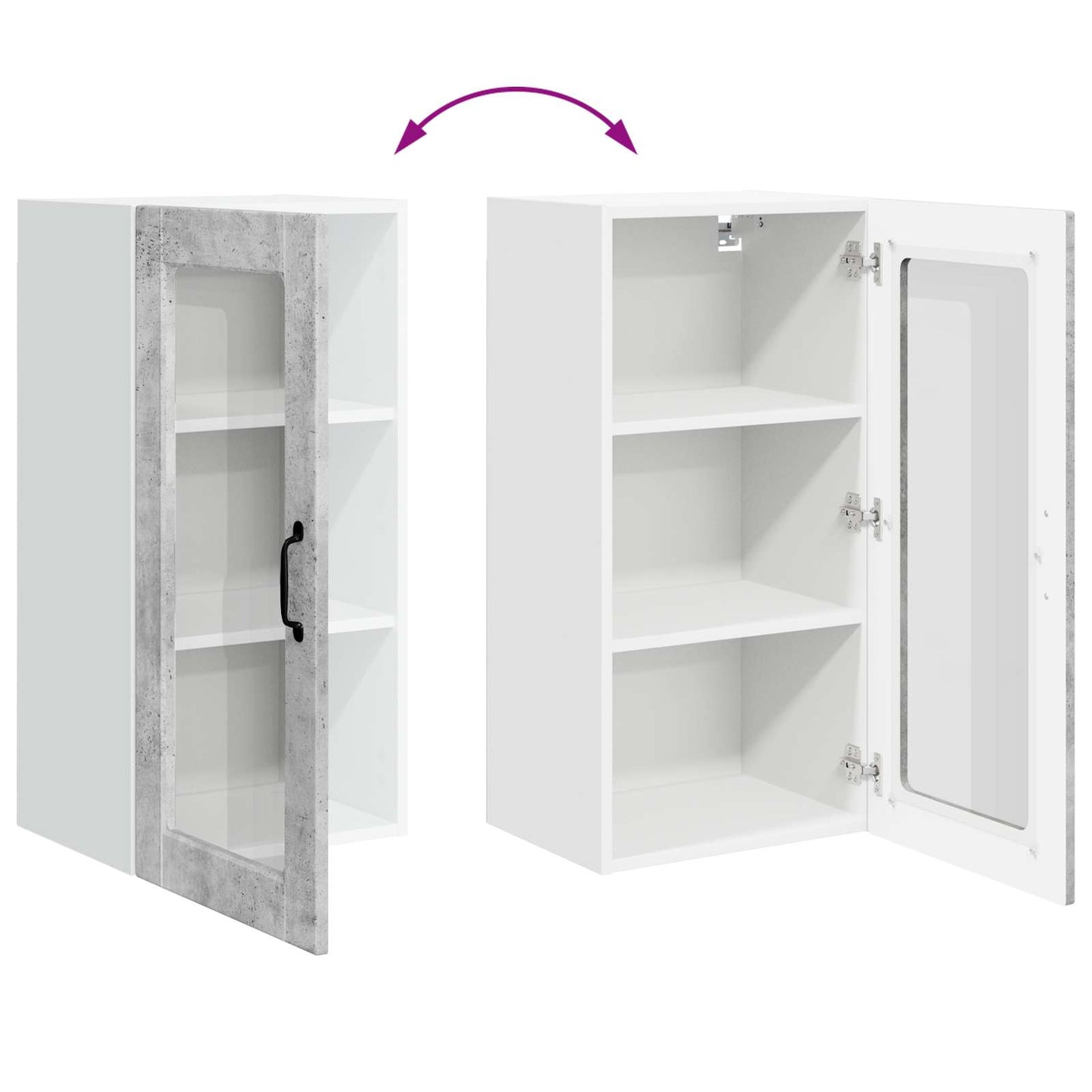 Wall Glass Cabinet LUCCA 2 pcs Concrete Grey 40 x 31 x 80 cm